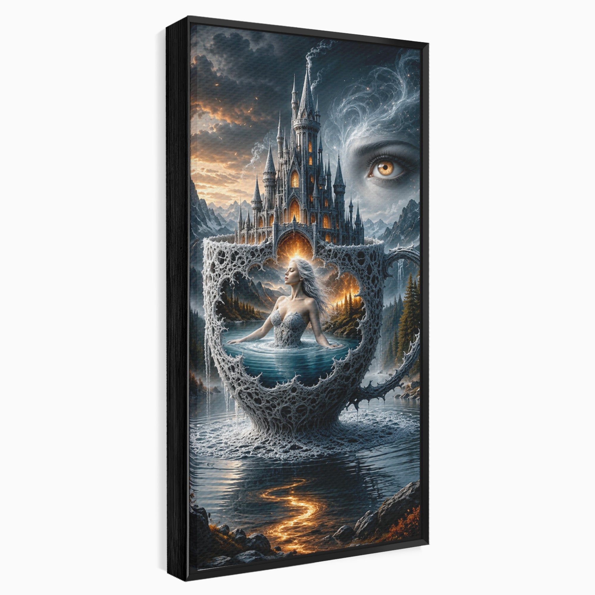 Tablou Canvas Premium LuxCanva® U1091, Castelul Din Ceasca, Fantezie, Peisaj, Mister, Castel, Dormitor, Culori Vibrante