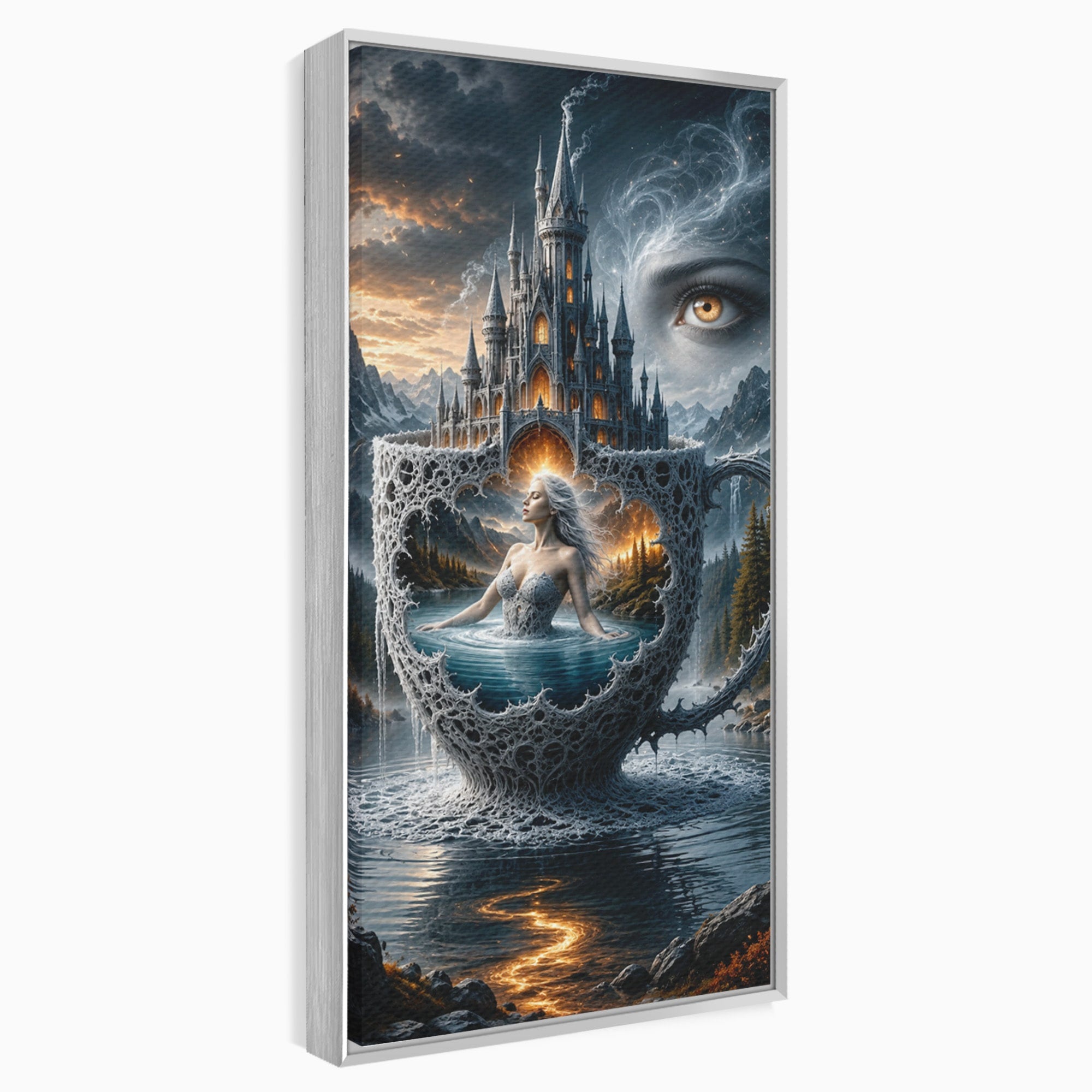 Tablou Canvas Premium LuxCanva® U1091, Castelul Din Ceasca, Fantezie, Peisaj, Mister, Castel, Dormitor, Culori Vibrante