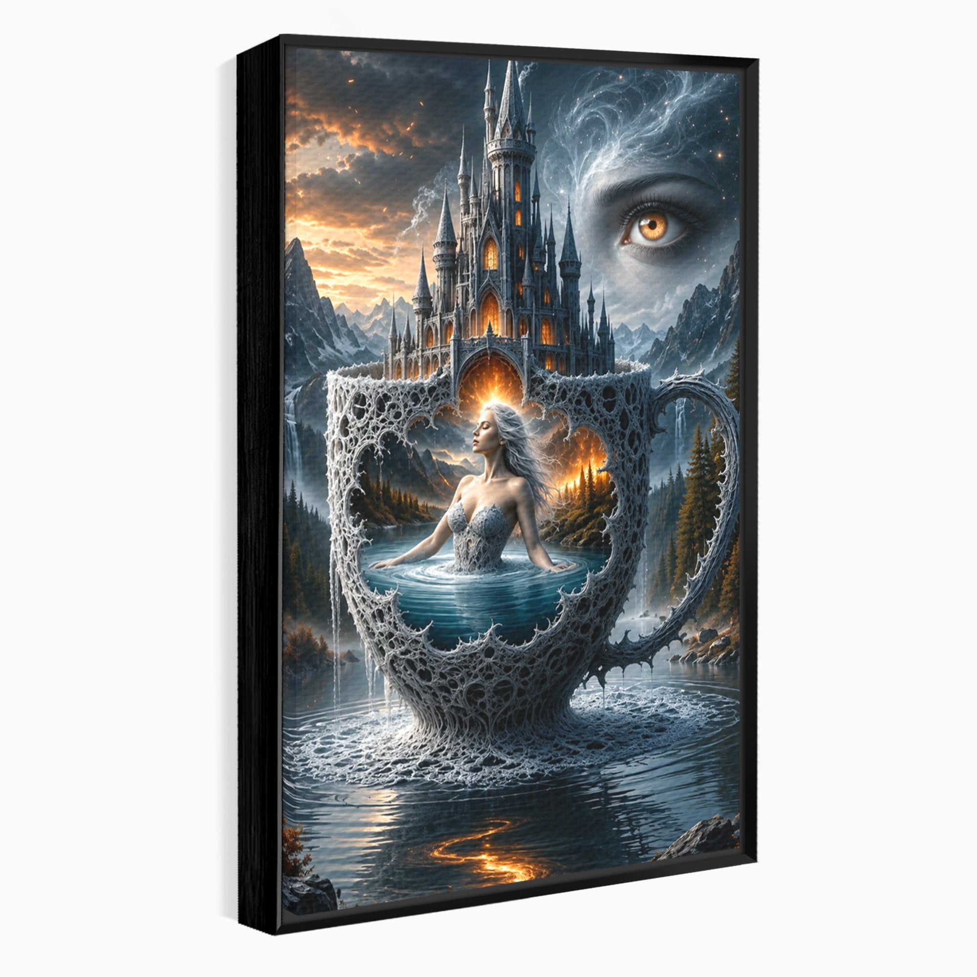 Tablou Canvas Premium LuxCanva® U1091, Castelul Din Ceasca, Fantezie, Peisaj, Mister, Castel, Dormitor, Culori Vibrante