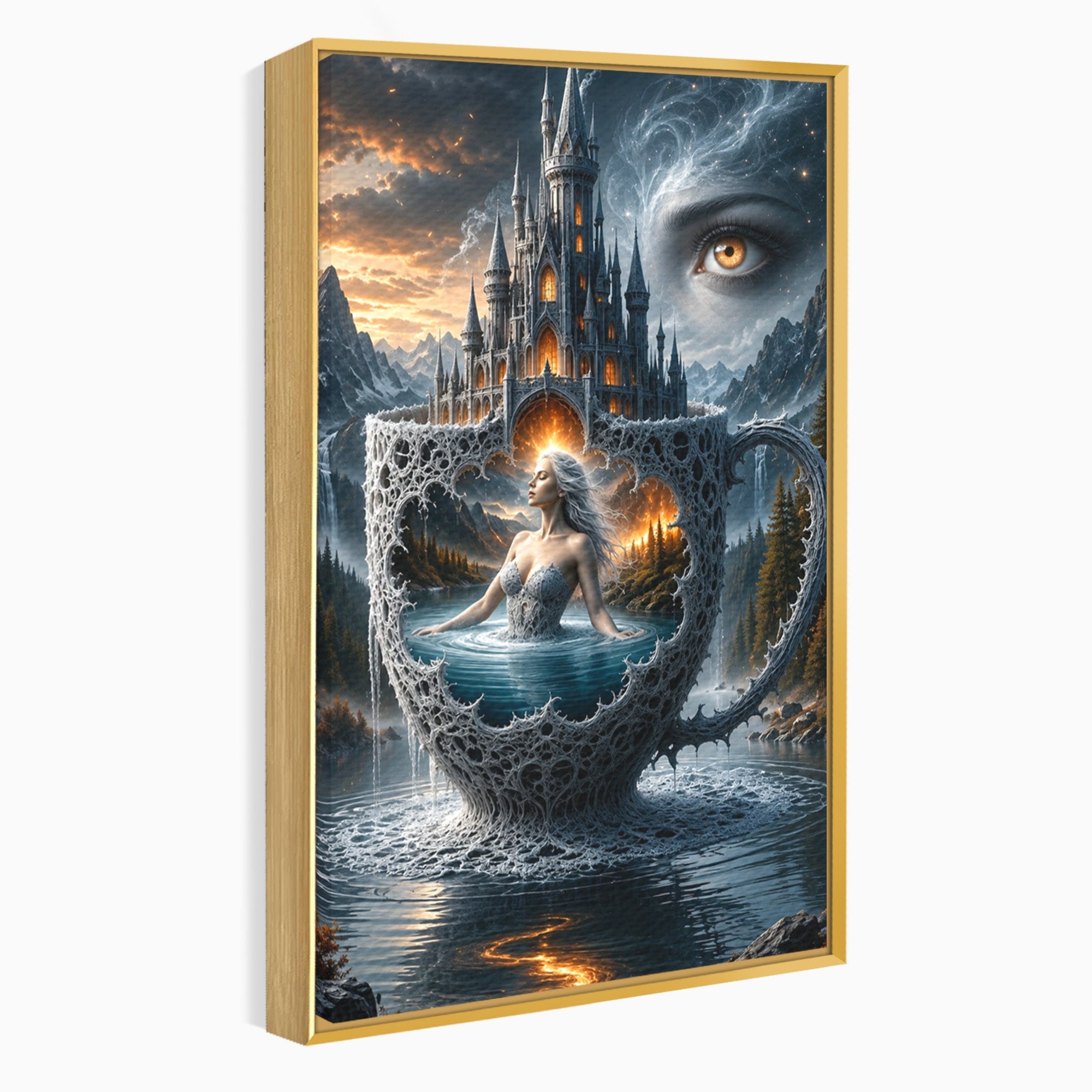 Tablou Canvas Premium LuxCanva® U1091, Castelul Din Ceasca, Fantezie, Peisaj, Mister, Castel, Dormitor, Culori Vibrante