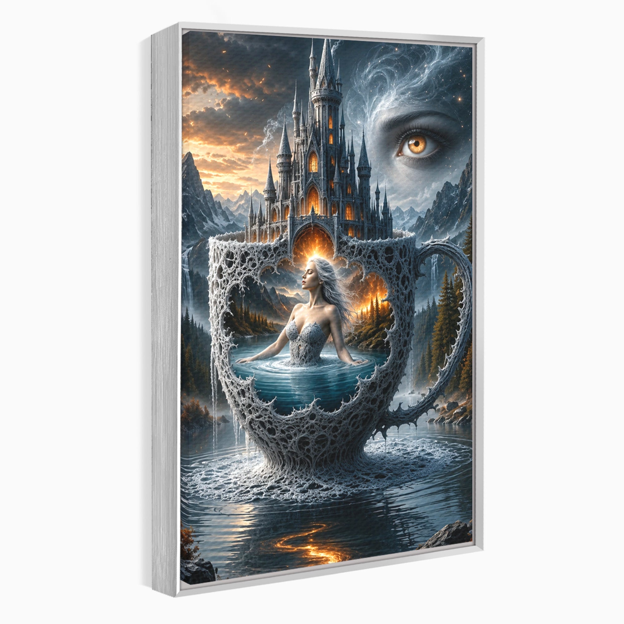 Tablou Canvas Premium LuxCanva® U1091, Castelul Din Ceasca, Fantezie, Peisaj, Mister, Castel, Dormitor, Culori Vibrante