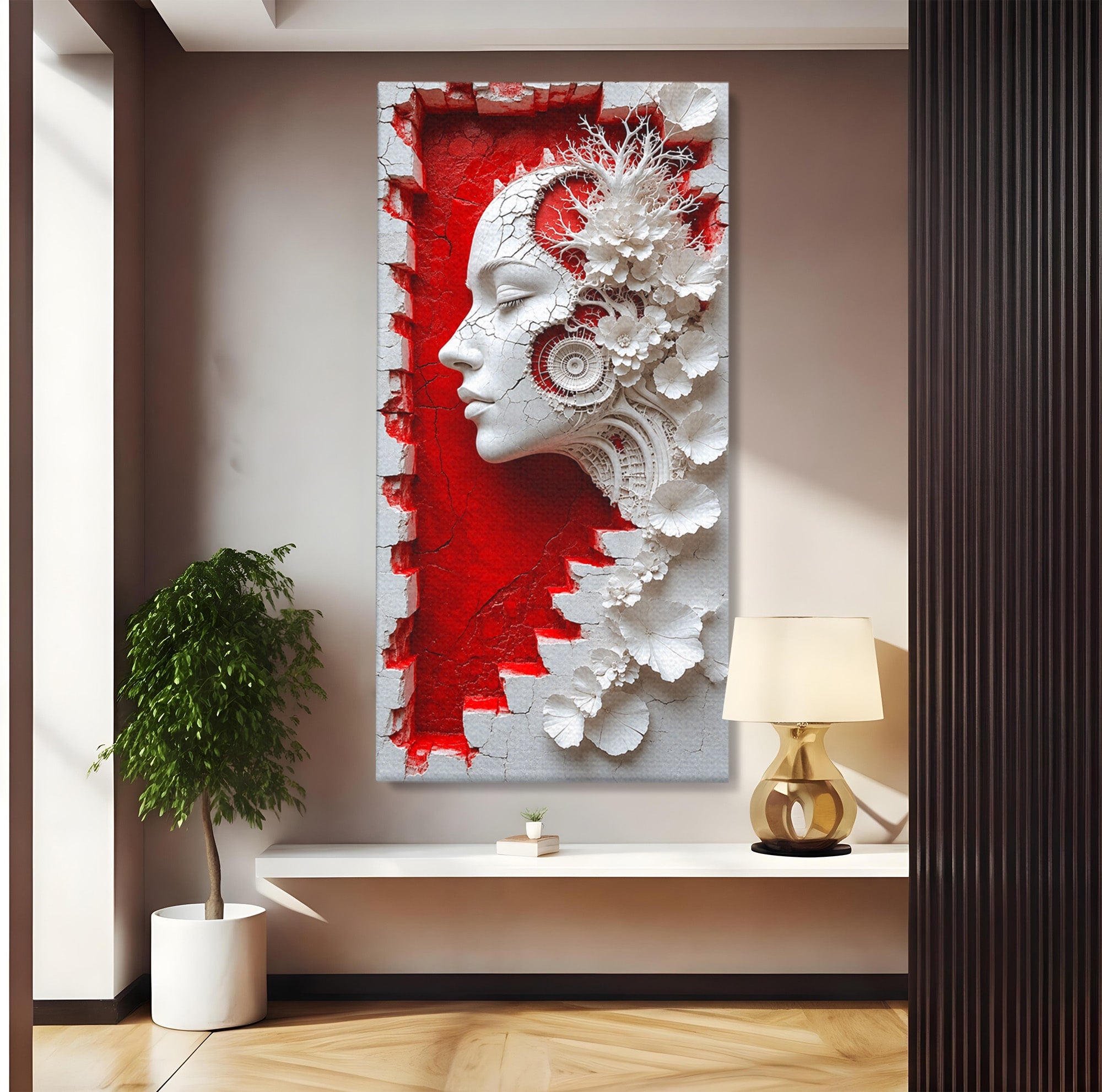 Tablou Canvas Premium LuxCanva® U1092, Chipul Delicat,  Floral, Arta, Detaliu, Chip, Living, Culori Vibrante