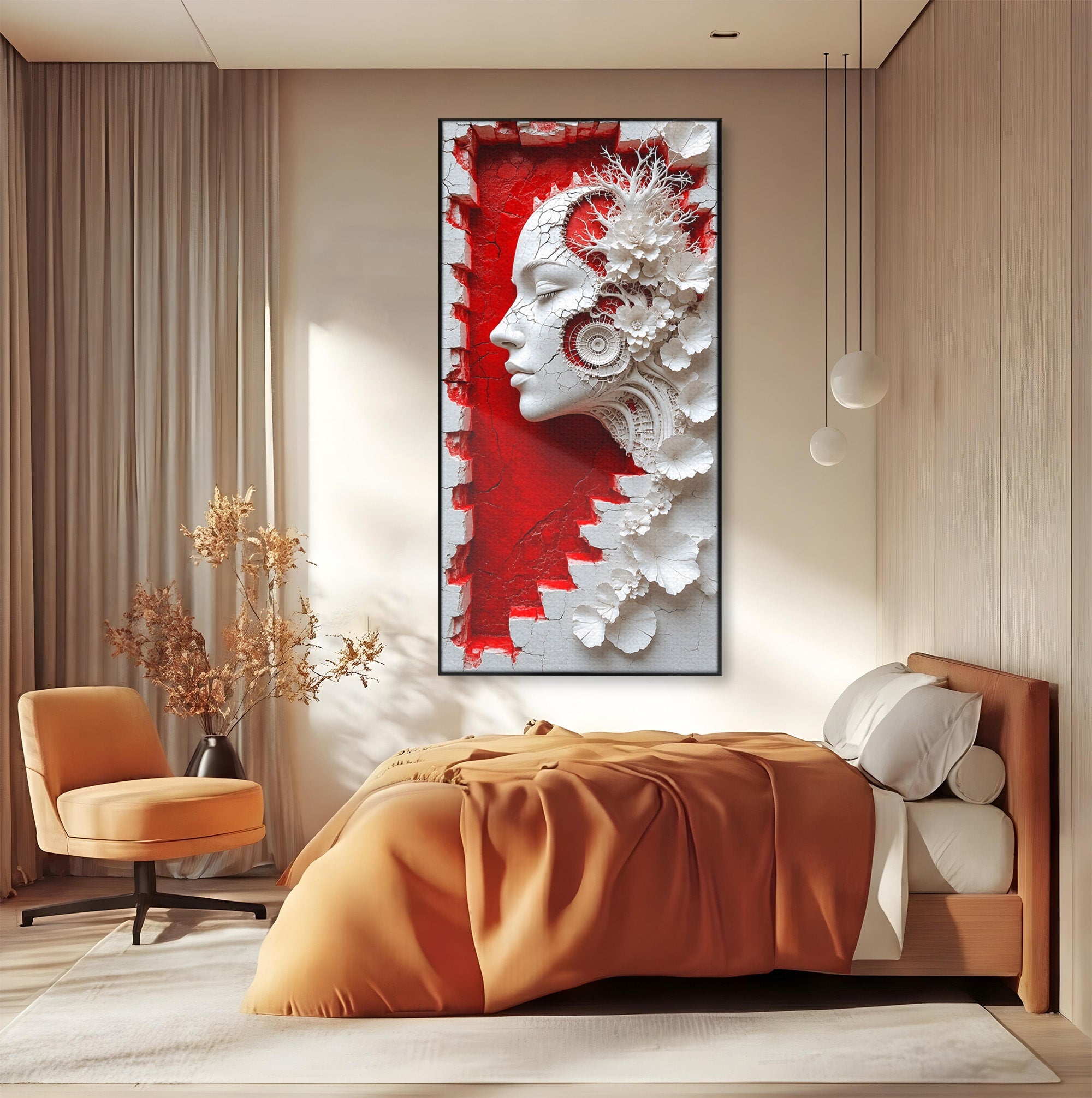 Tablou Canvas Premium LuxCanva® U1092, Chipul Delicat,  Floral, Arta, Detaliu, Chip, Living, Culori Vibrante