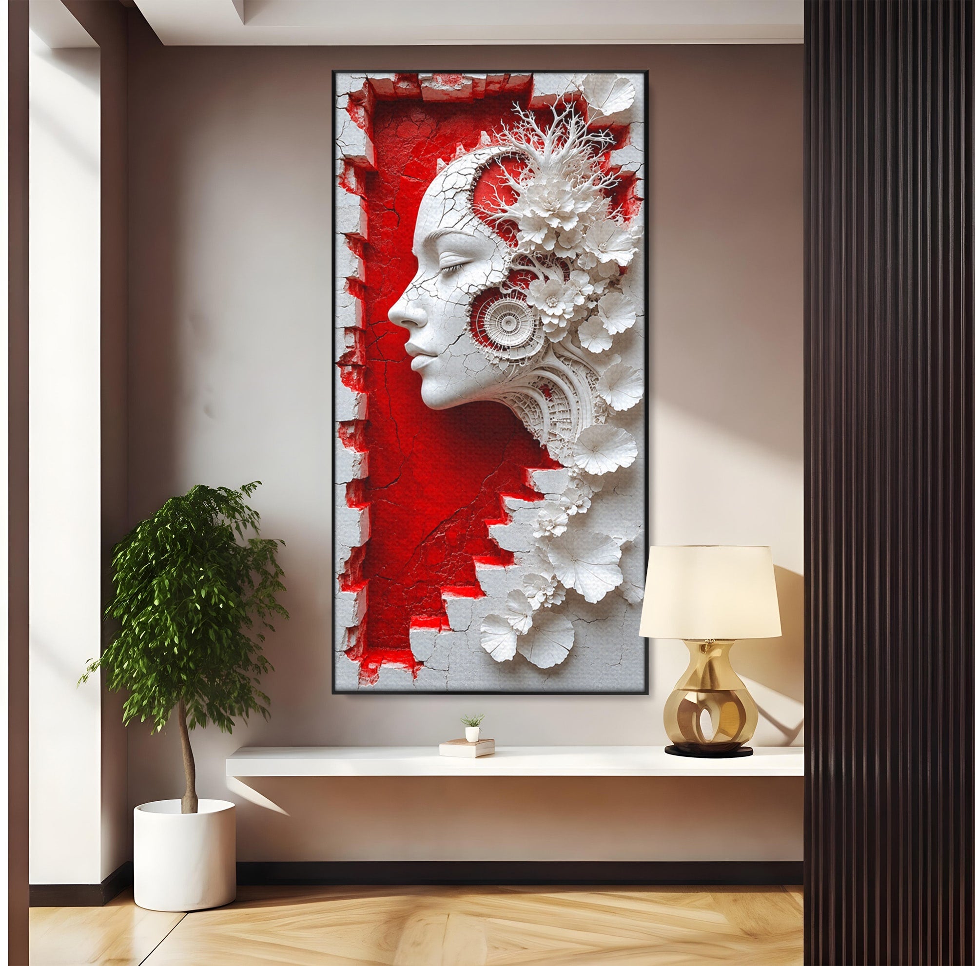 Tablou Canvas Premium LuxCanva® U1092, Chipul Delicat,  Floral, Arta, Detaliu, Chip, Living, Culori Vibrante