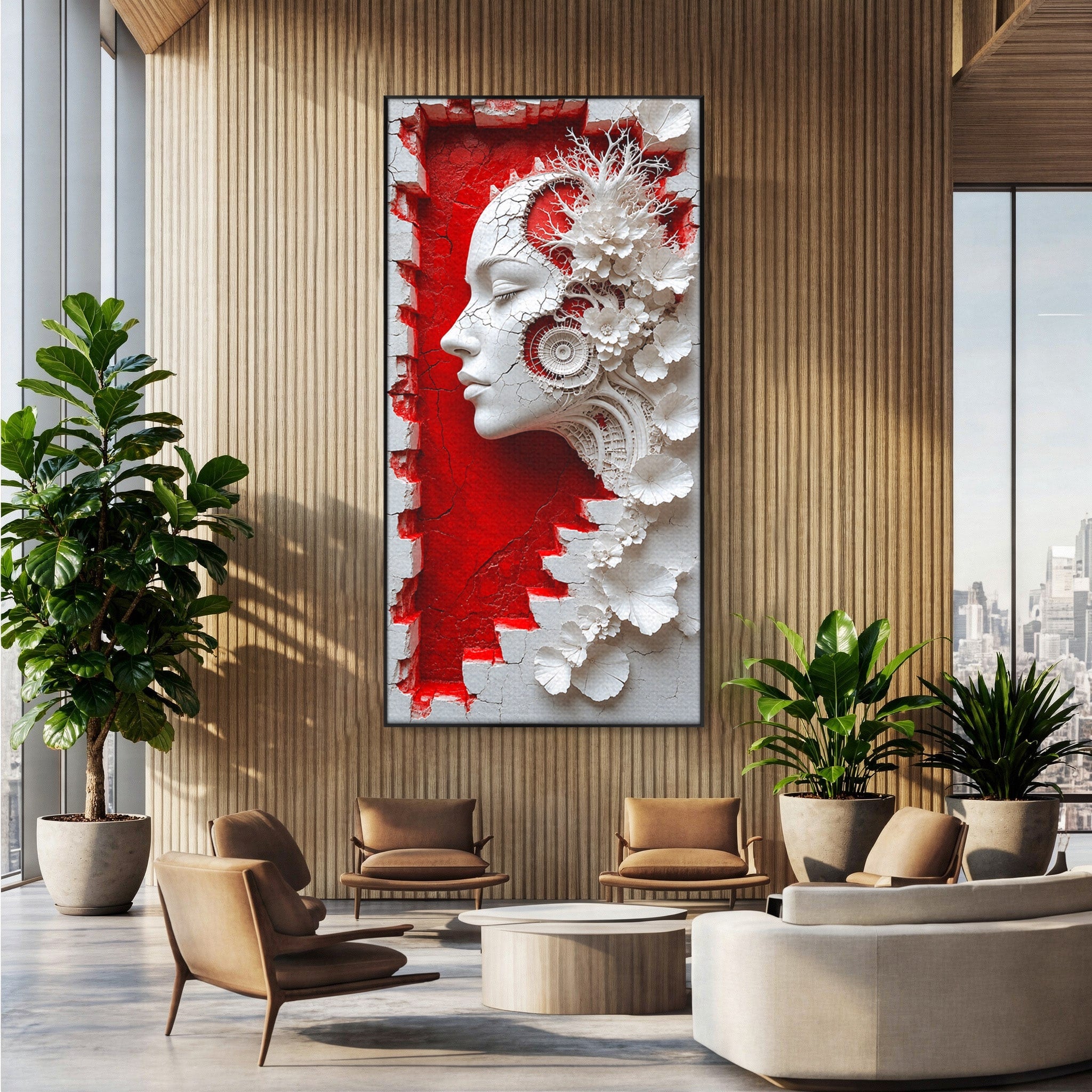 Tablou Canvas Premium LuxCanva® U1092, Chipul Delicat,  Floral, Arta, Detaliu, Chip, Living, Culori Vibrante
