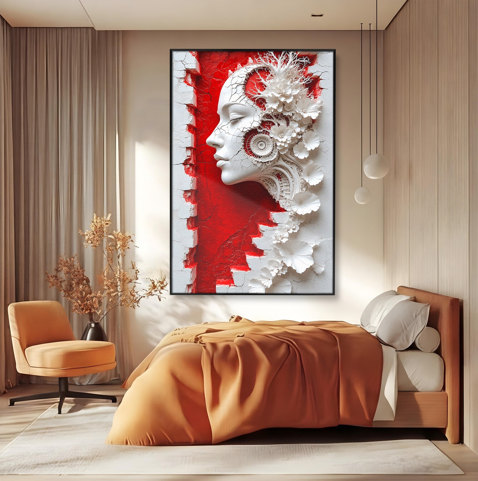 Tablou Canvas Premium LuxCanva® U1092, Chipul Delicat,  Floral, Arta, Detaliu, Chip, Living, Culori Vibrante