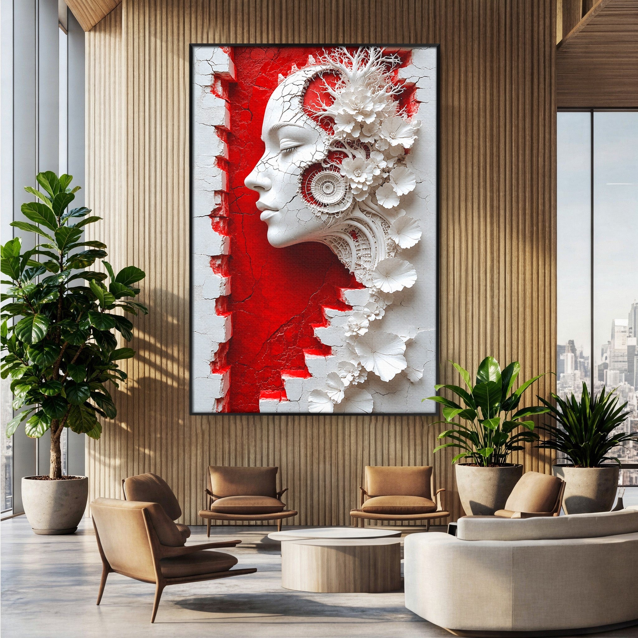 Tablou Canvas Premium LuxCanva® U1092, Chipul Delicat,  Floral, Arta, Detaliu, Chip, Living, Culori Vibrante