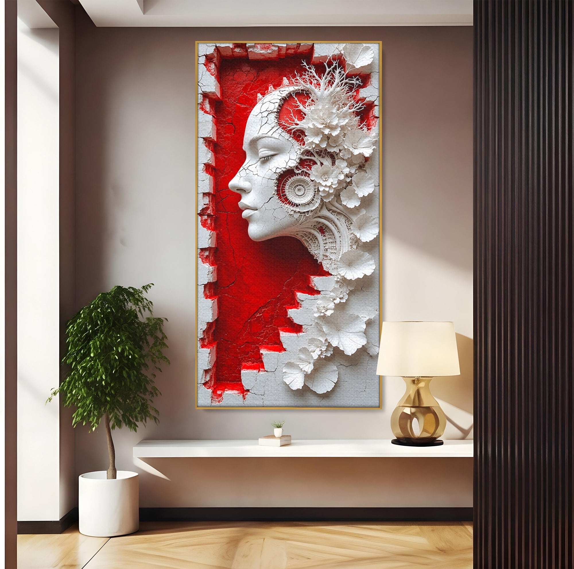 Tablou Canvas Premium LuxCanva® U1092, Chipul Delicat,  Floral, Arta, Detaliu, Chip, Living, Culori Vibrante