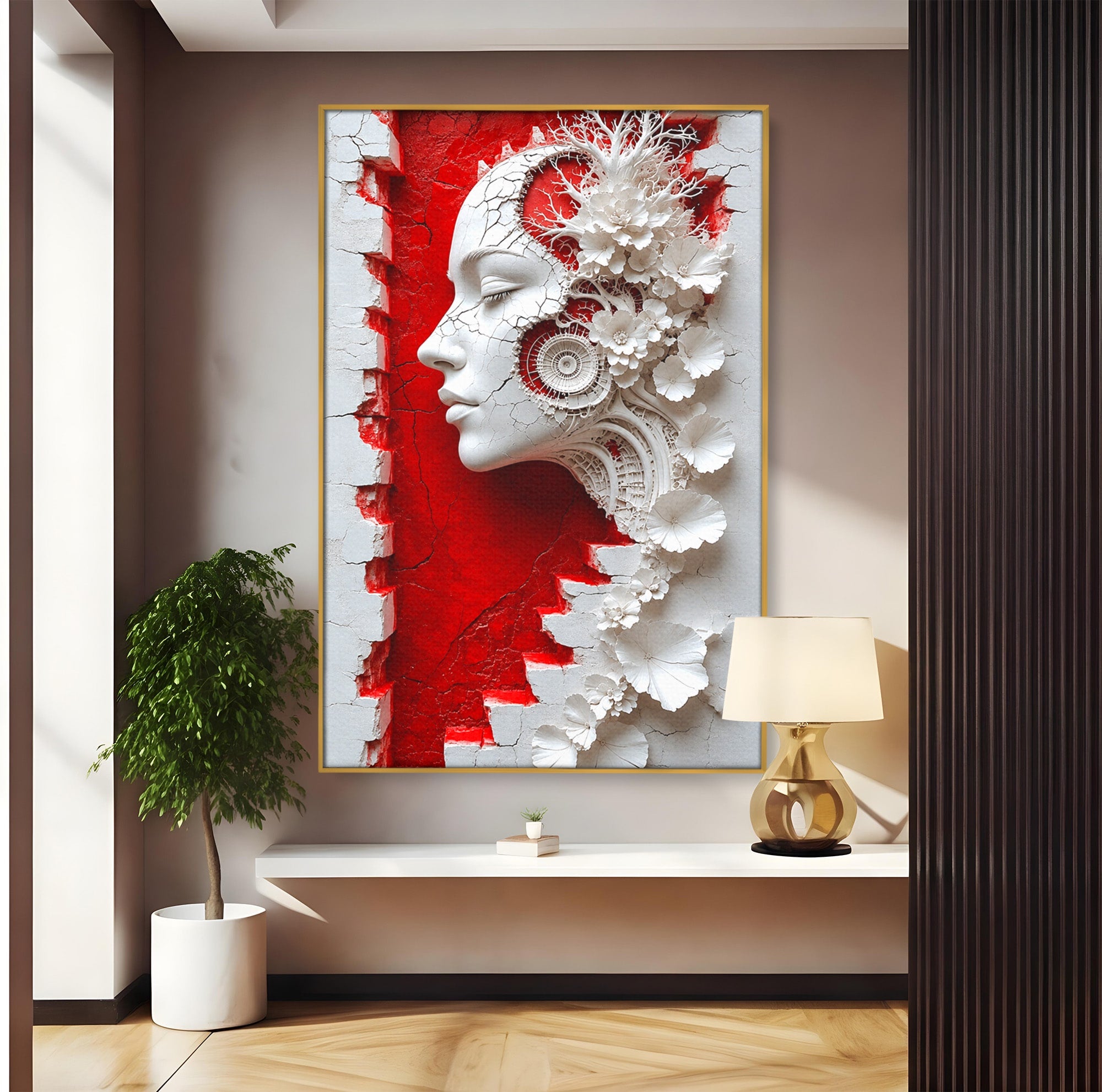 Tablou Canvas Premium LuxCanva® U1092, Chipul Delicat,  Floral, Arta, Detaliu, Chip, Living, Culori Vibrante