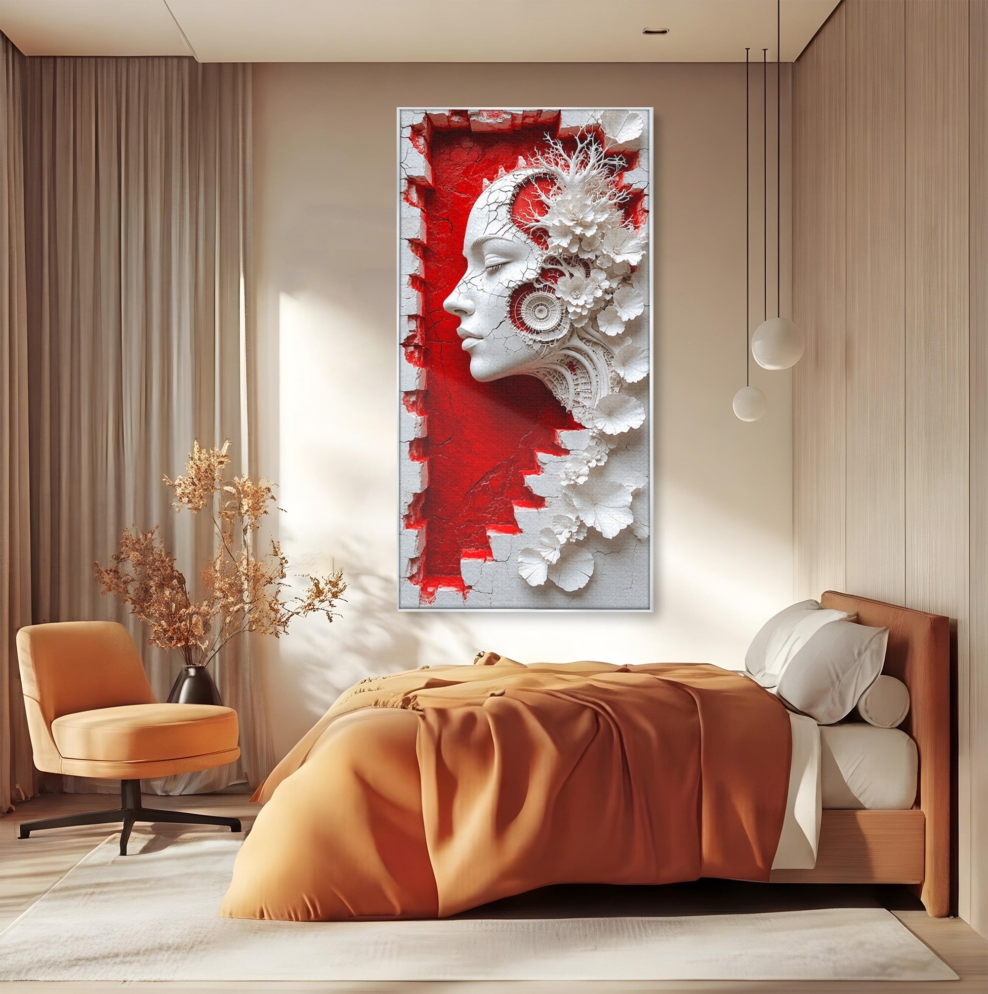 Tablou Canvas Premium LuxCanva® U1092, Chipul Delicat,  Floral, Arta, Detaliu, Chip, Living, Culori Vibrante