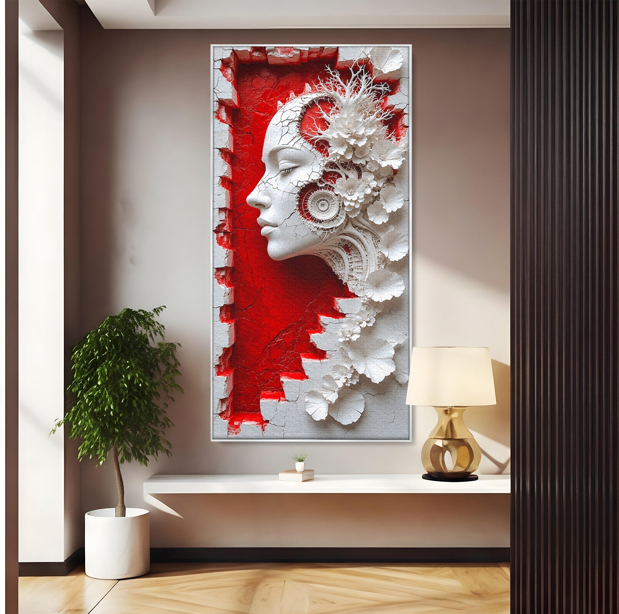 Tablou Canvas Premium LuxCanva® U1092, Chipul Delicat,  Floral, Arta, Detaliu, Chip, Living, Culori Vibrante