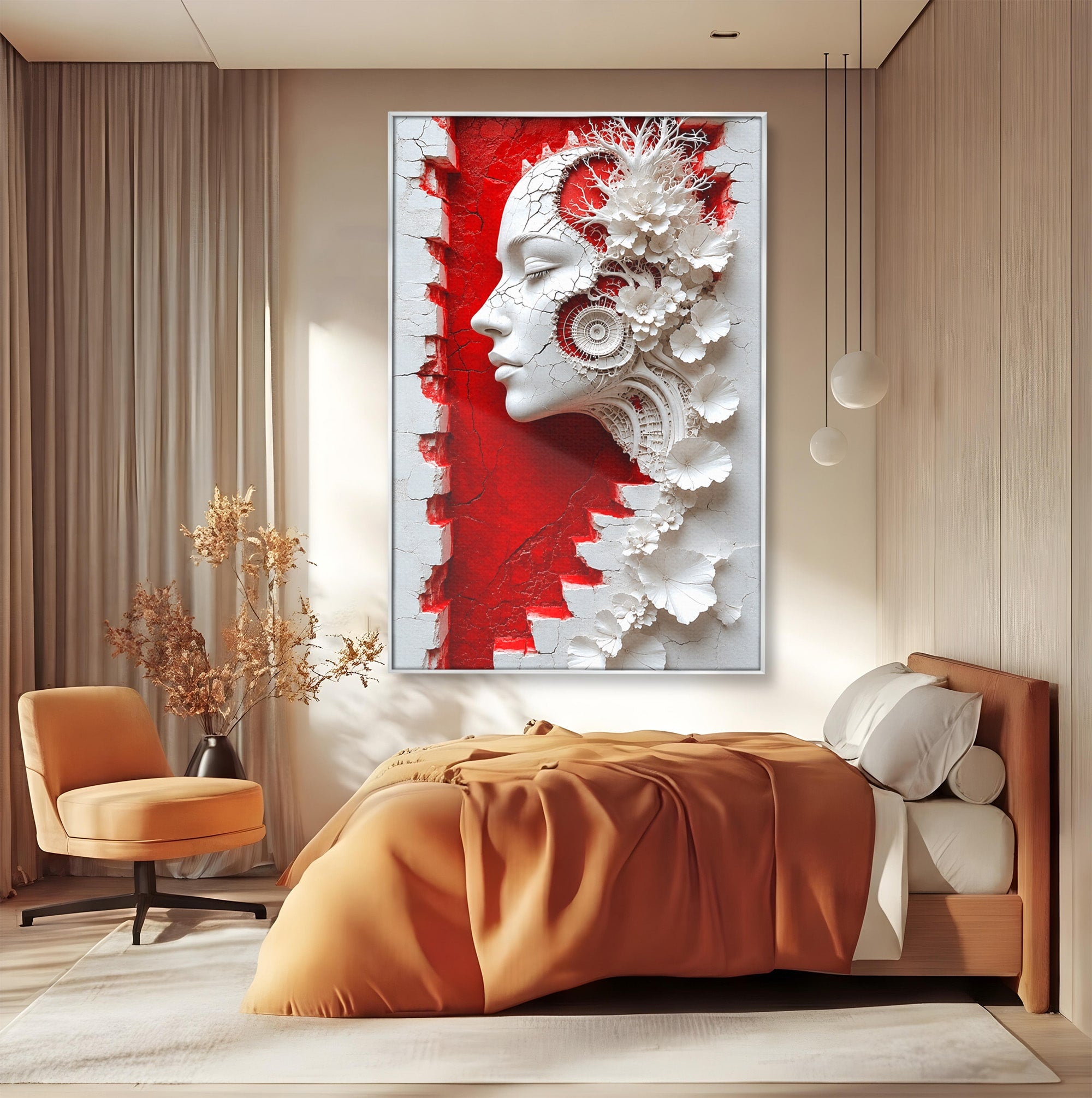 Tablou Canvas Premium LuxCanva® U1092, Chipul Delicat,  Floral, Arta, Detaliu, Chip, Living, Culori Vibrante