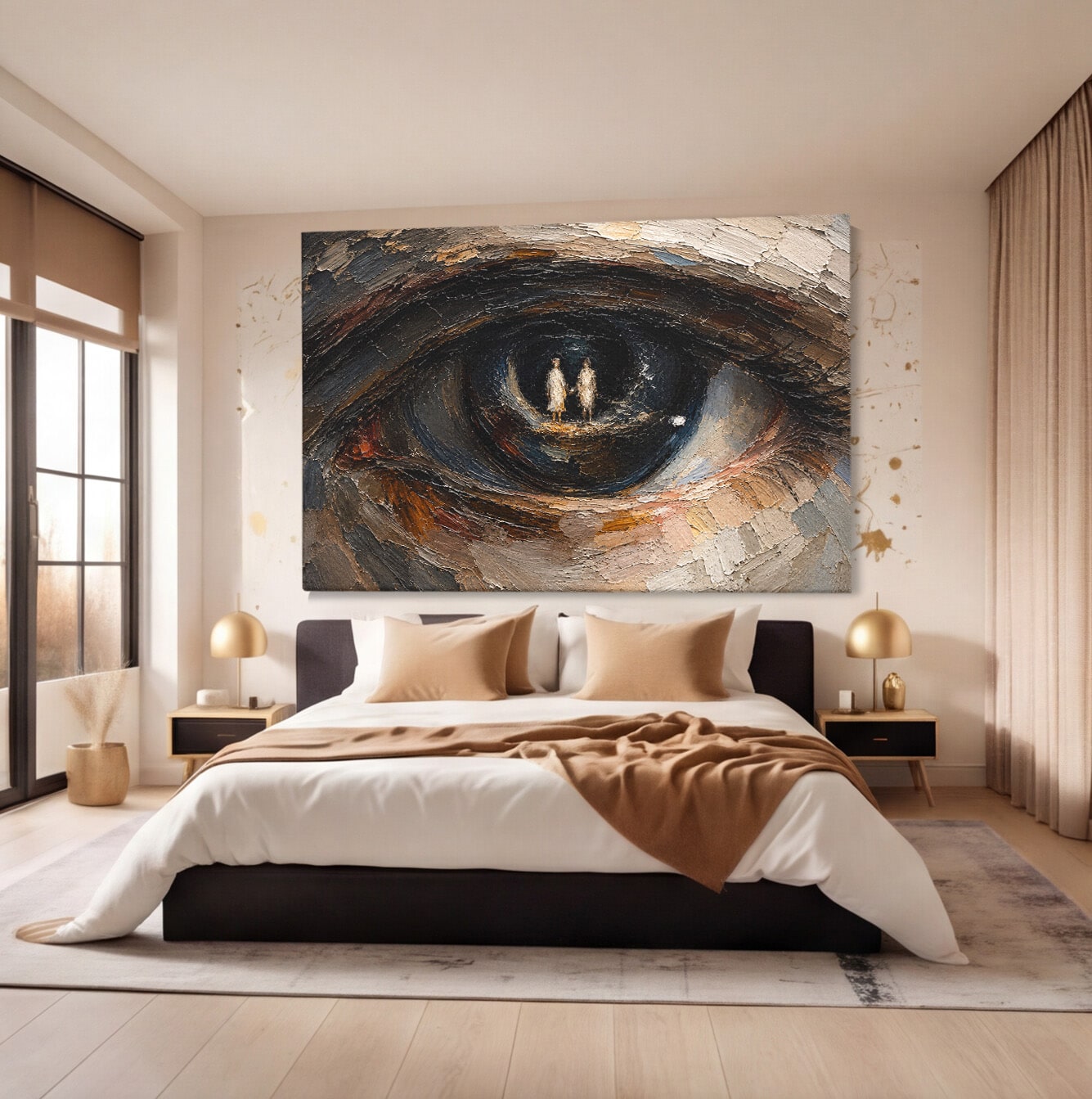 Tablou Canvas Premium LuxCanva® U1095, Privire Intensa, Ochi, Introspectie, Portret, Mister, Dormitor, Culori Vibrante