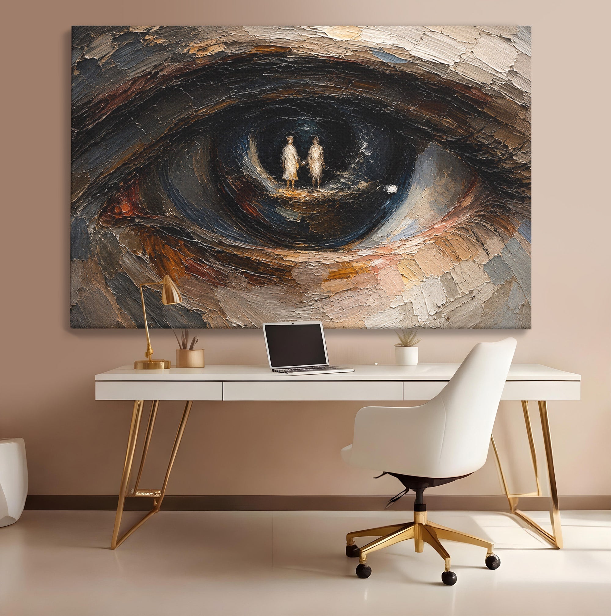Tablou Canvas Premium LuxCanva® U1095, Privire Intensa, Ochi, Introspectie, Portret, Mister, Dormitor, Culori Vibrante