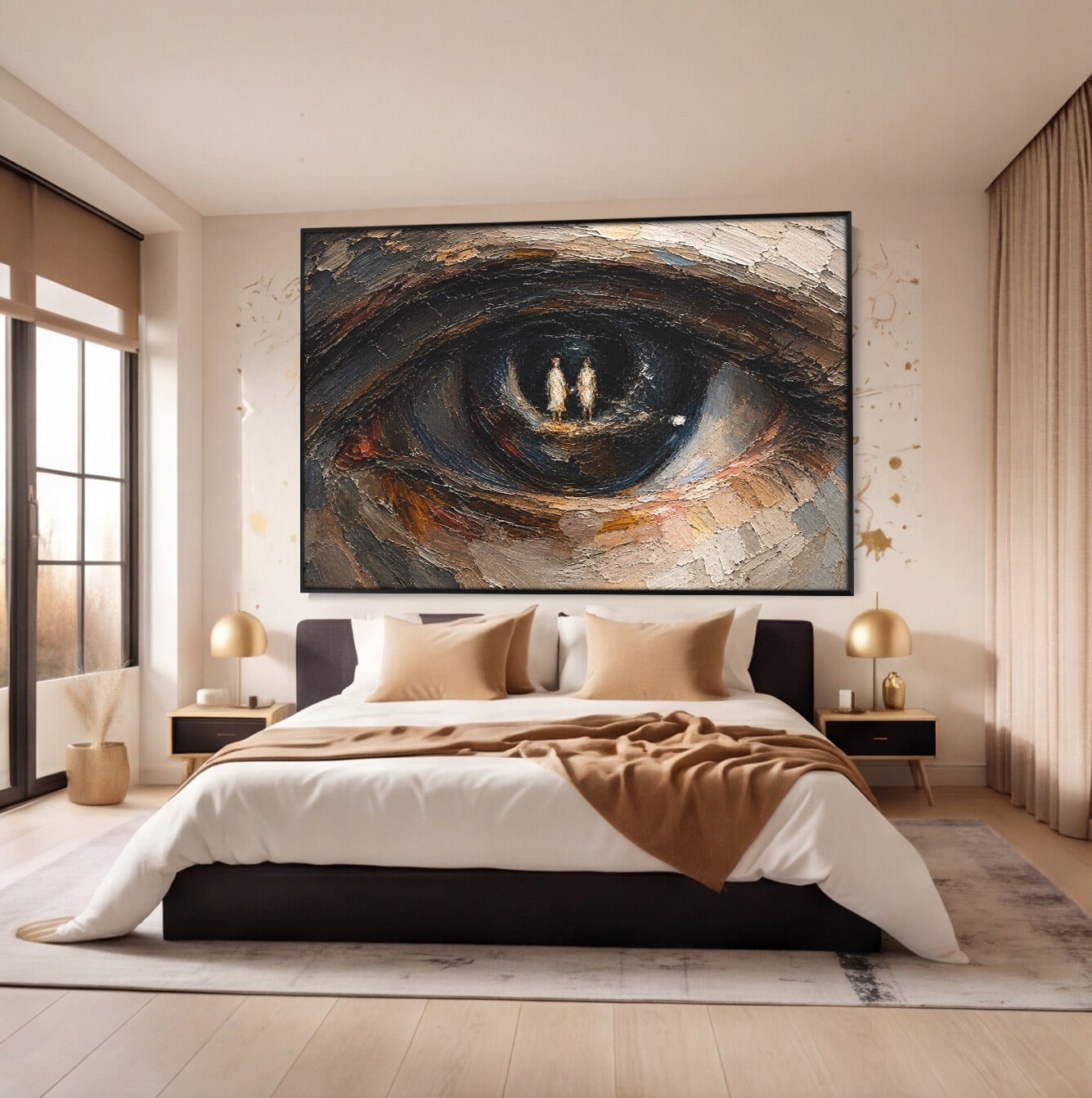 Tablou Canvas Premium LuxCanva® U1095, Privire Intensa, Ochi, Introspectie, Portret, Mister, Dormitor, Culori Vibrante