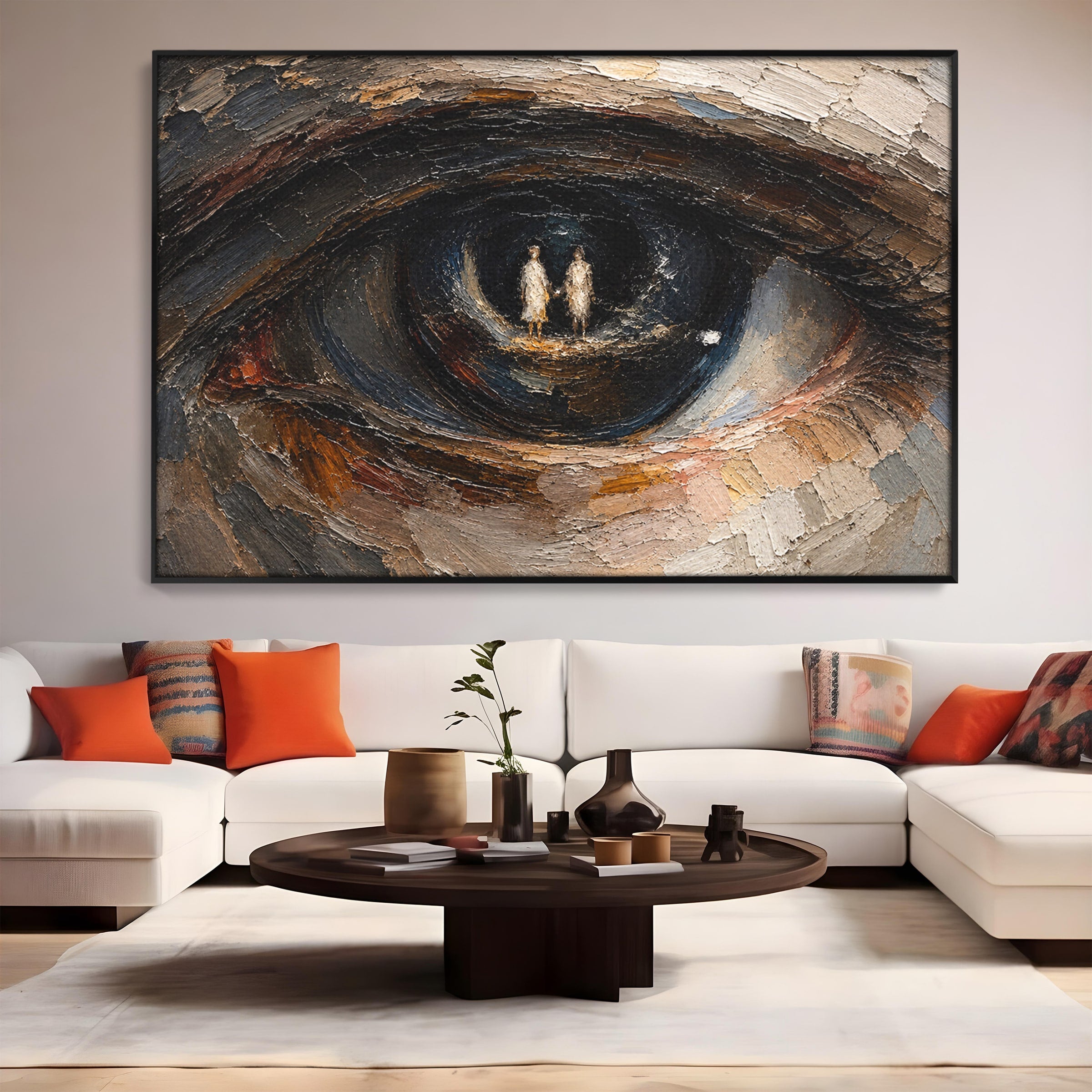 Tablou Canvas Premium LuxCanva® U1095, Privire Intensa, Ochi, Introspectie, Portret, Mister, Dormitor, Culori Vibrante