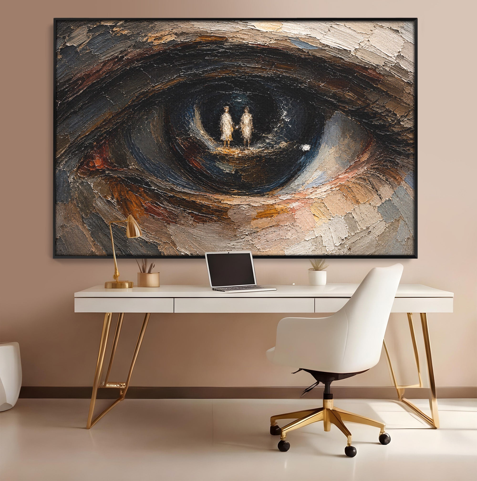 Tablou Canvas Premium LuxCanva® U1095, Privire Intensa, Ochi, Introspectie, Portret, Mister, Dormitor, Culori Vibrante