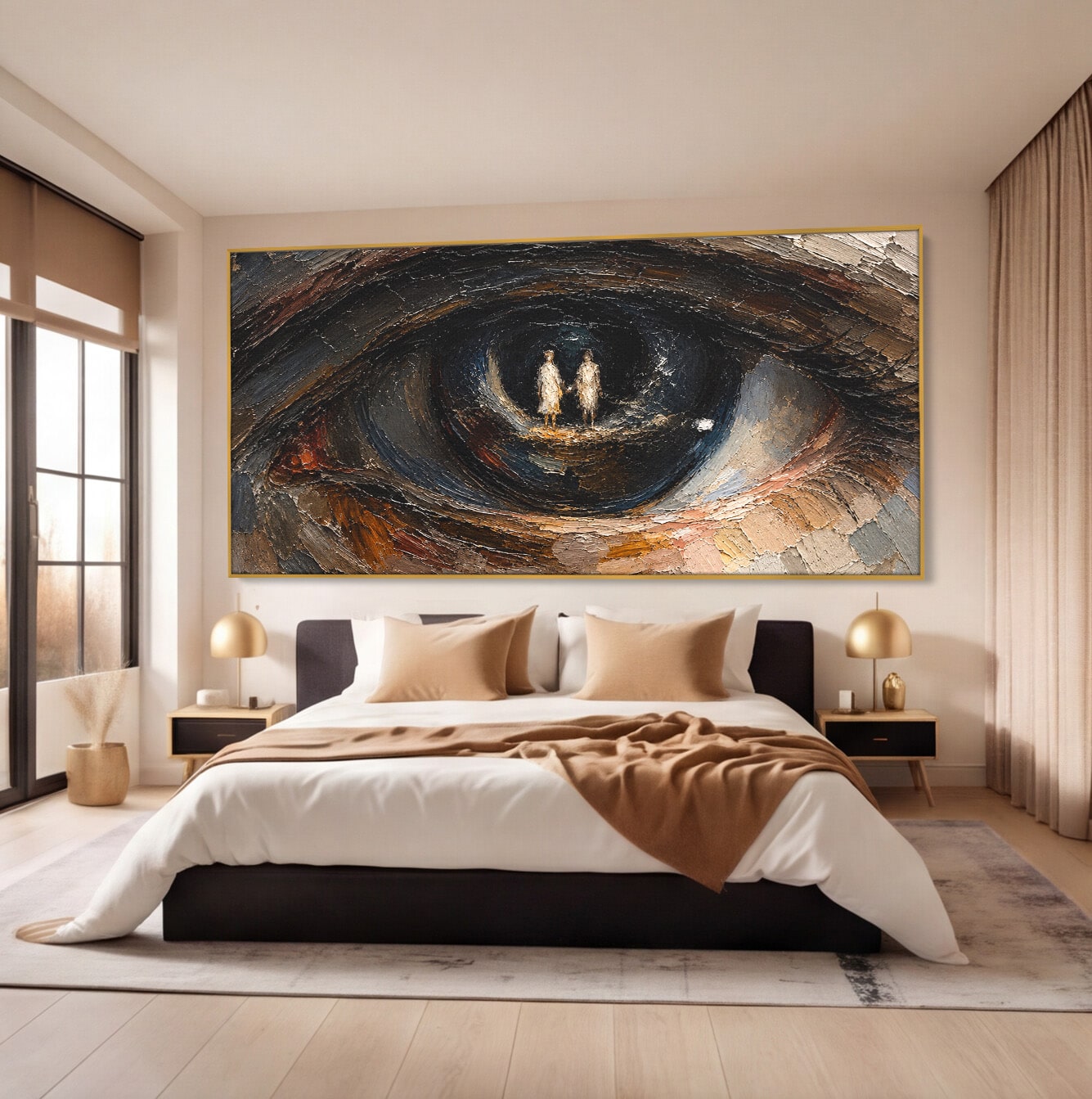 Tablou Canvas Premium LuxCanva® U1095, Privire Intensa, Ochi, Introspectie, Portret, Mister, Dormitor, Culori Vibrante