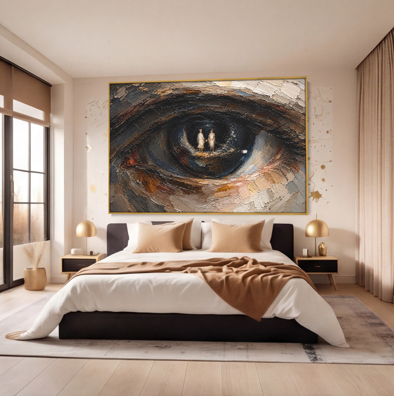 Tablou Canvas Premium LuxCanva® U1095, Privire Intensa, Ochi, Introspectie, Portret, Mister, Dormitor, Culori Vibrante