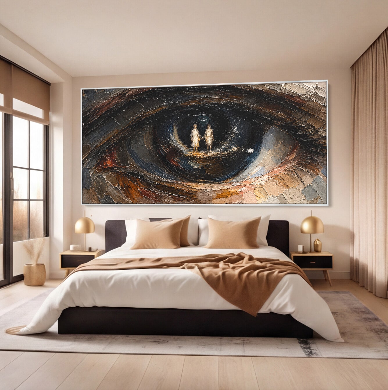 Tablou Canvas Premium LuxCanva® U1095, Privire Intensa, Ochi, Introspectie, Portret, Mister, Dormitor, Culori Vibrante