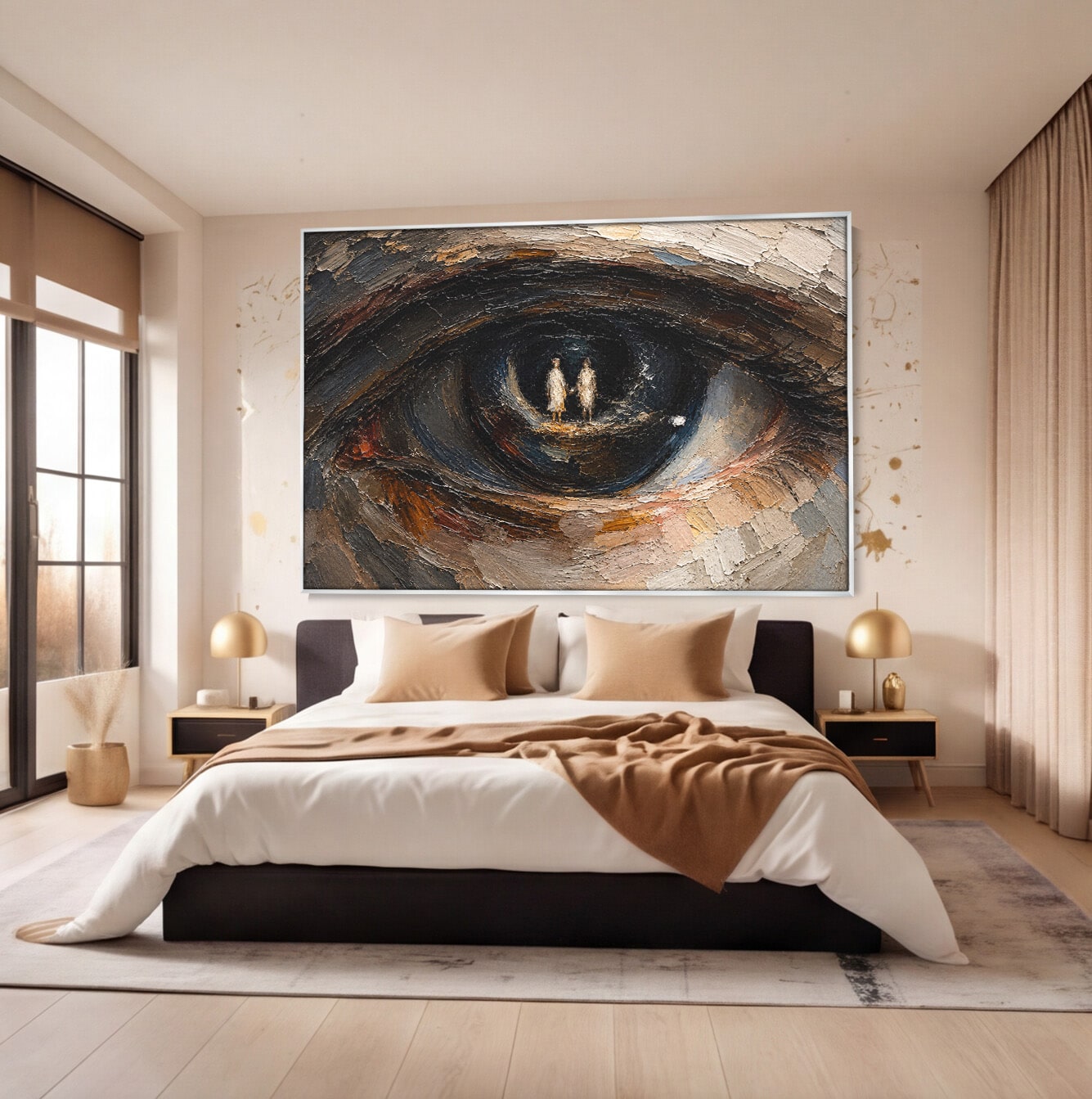Tablou Canvas Premium LuxCanva® U1095, Privire Intensa, Ochi, Introspectie, Portret, Mister, Dormitor, Culori Vibrante