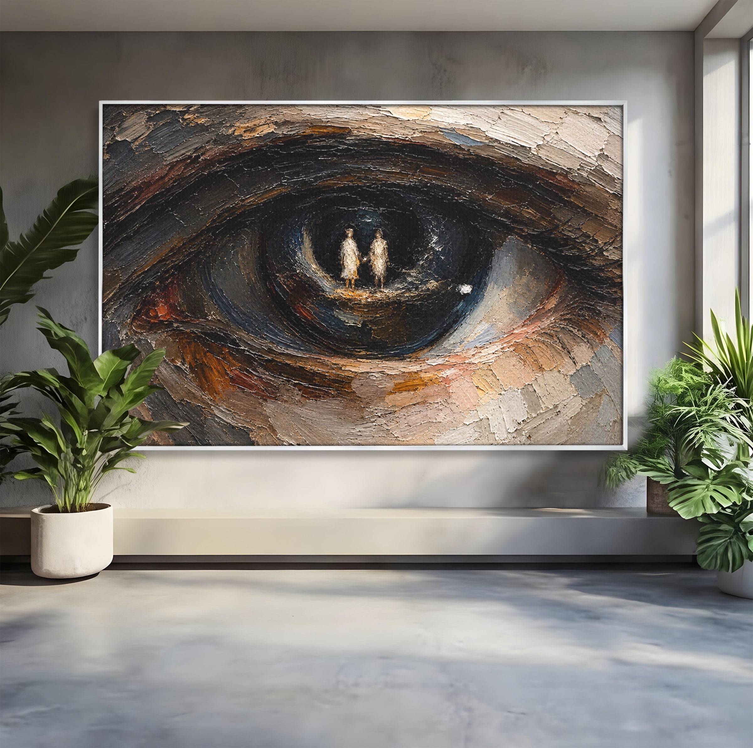 Tablou Canvas Premium LuxCanva® U1095, Privire Intensa, Ochi, Introspectie, Portret, Mister, Dormitor, Culori Vibrante