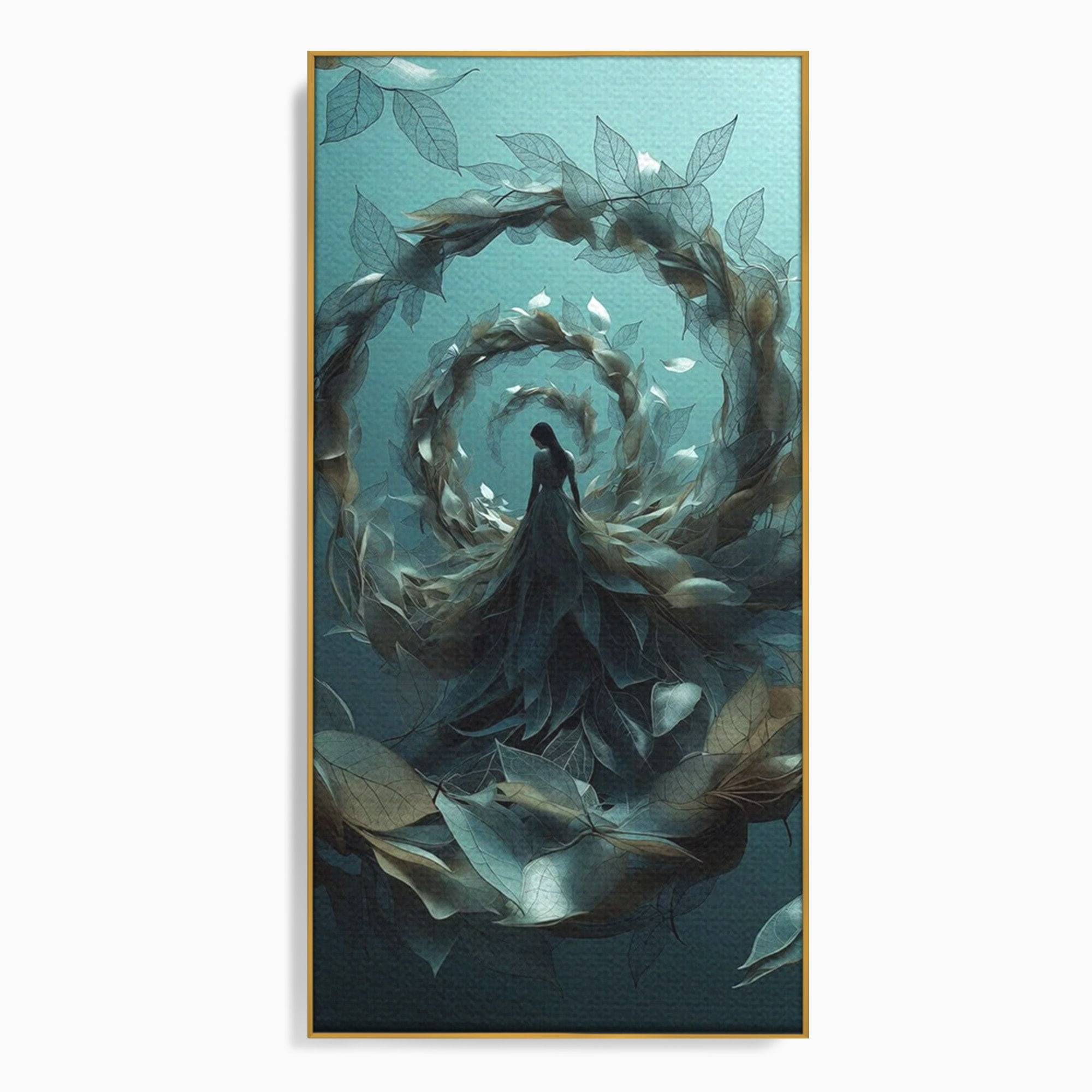 Tablou Canvas Premium LuxCanva® U1096, Femeie In Spirala Naturii,  Artistic, Femeie, Natură, Spirală, Dormitor, Culori Vibrante