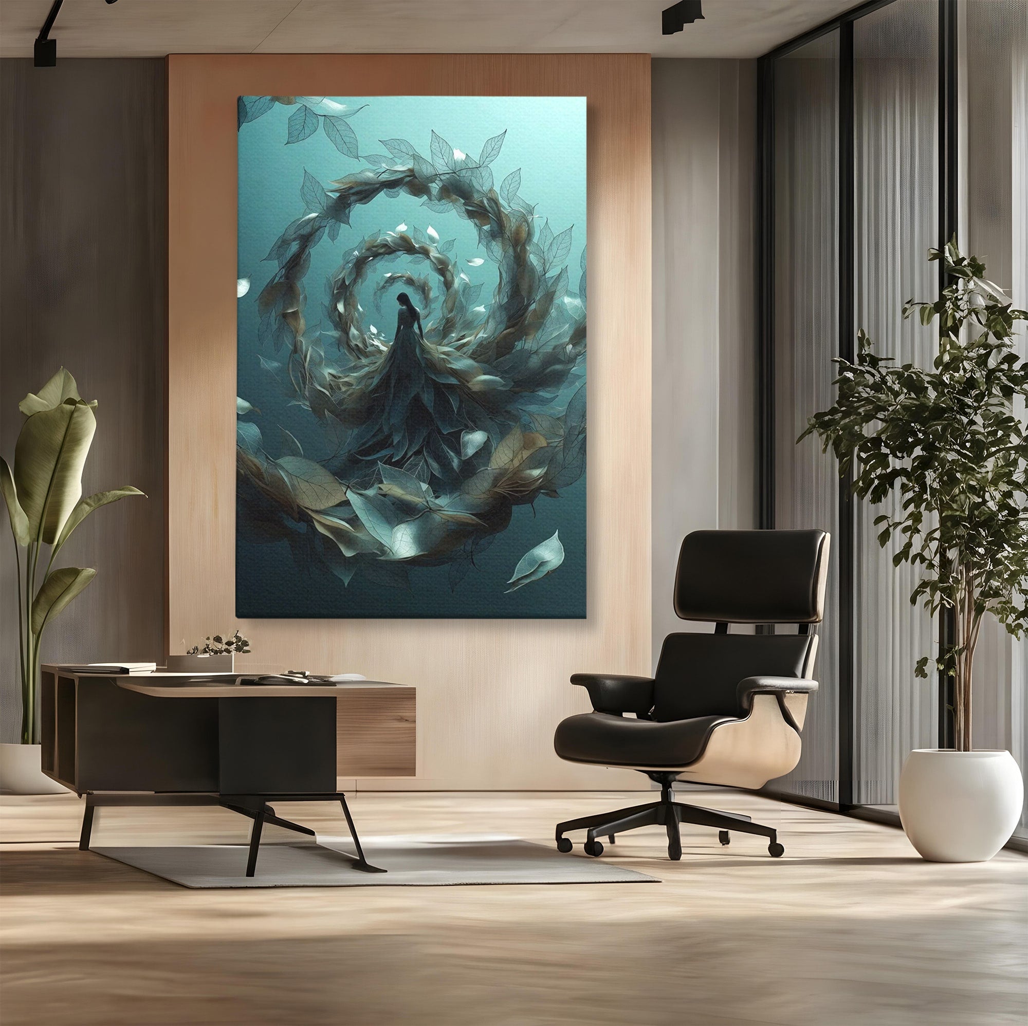 Tablou Canvas Premium LuxCanva® U1096, Femeie In Spirala Naturii,  Artistic, Femeie, Natură, Spirală, Dormitor, Culori Vibrante
