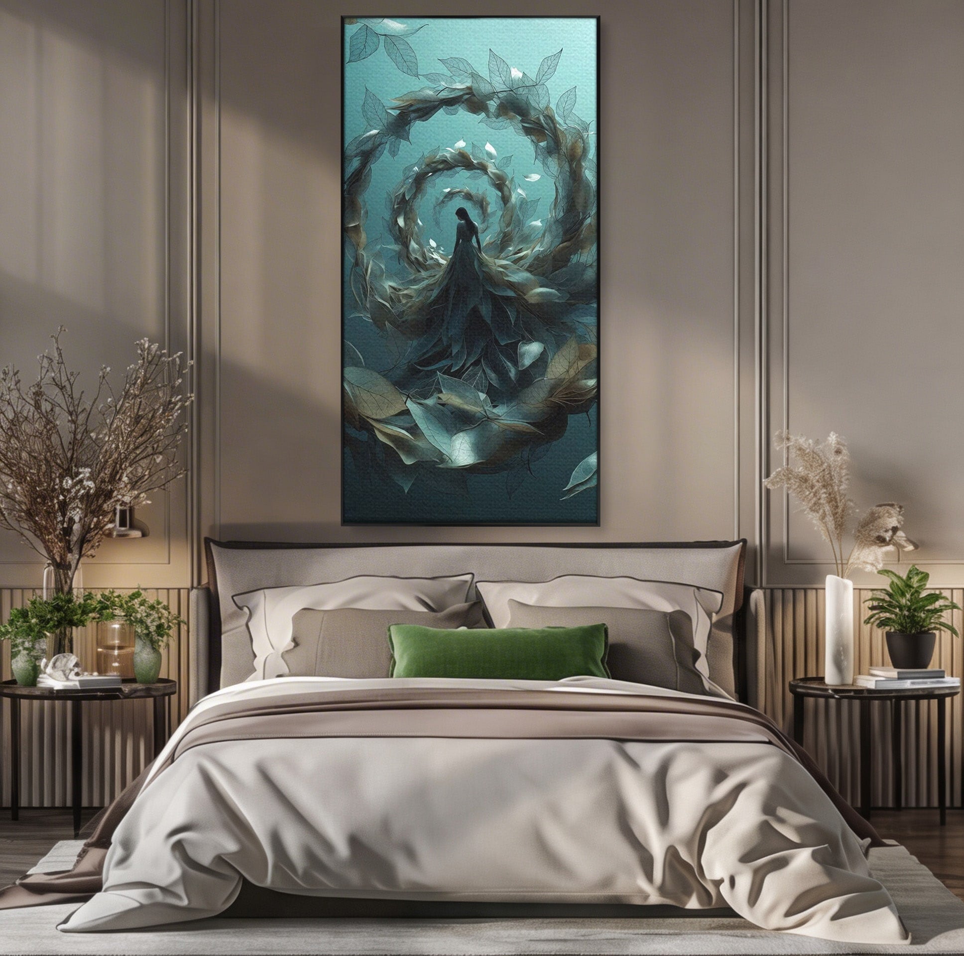 Tablou Canvas Premium LuxCanva® U1096, Femeie In Spirala Naturii,  Artistic, Femeie, Natură, Spirală, Dormitor, Culori Vibrante