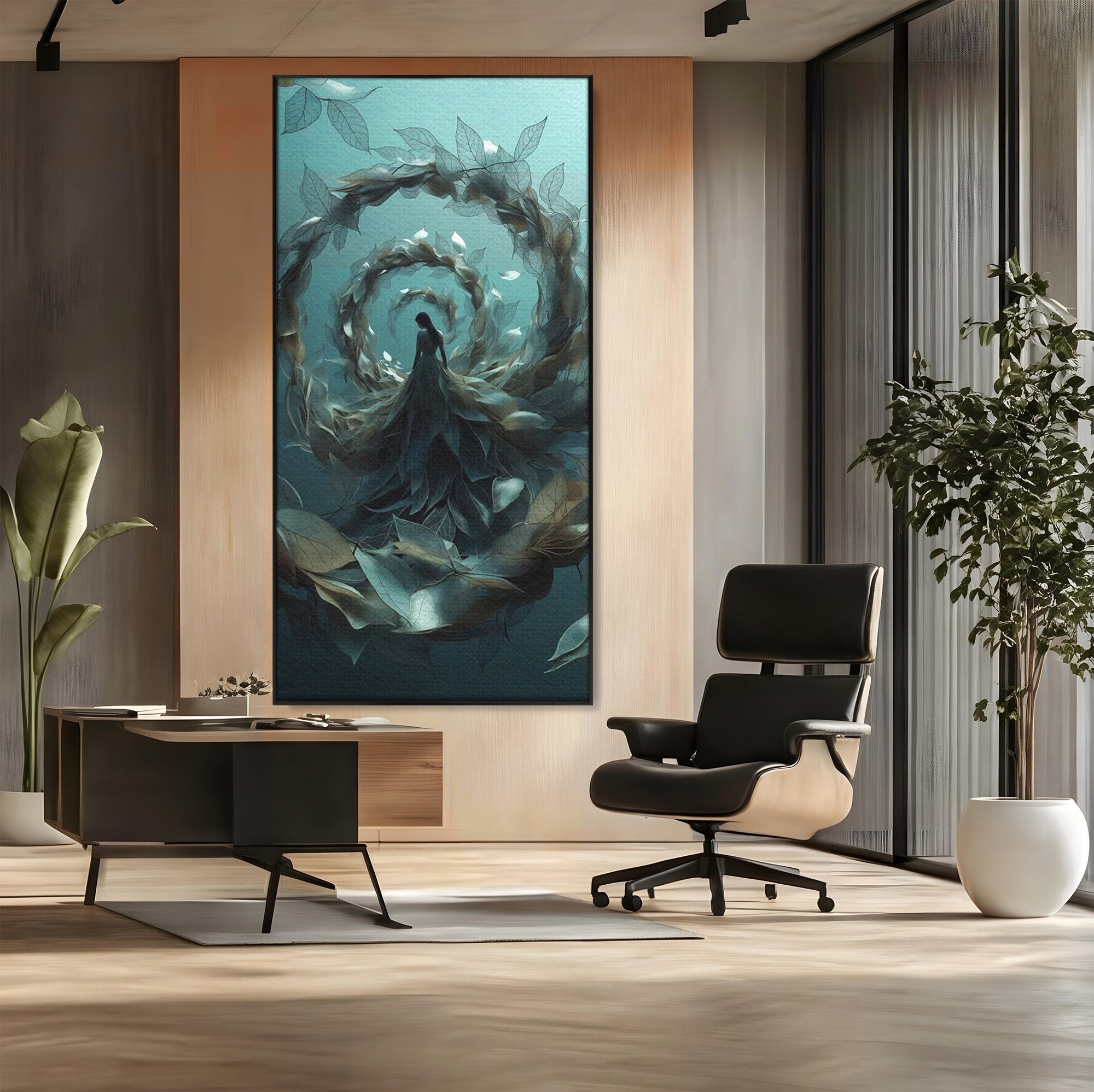 Tablou Canvas Premium LuxCanva® U1096, Femeie In Spirala Naturii,  Artistic, Femeie, Natură, Spirală, Dormitor, Culori Vibrante
