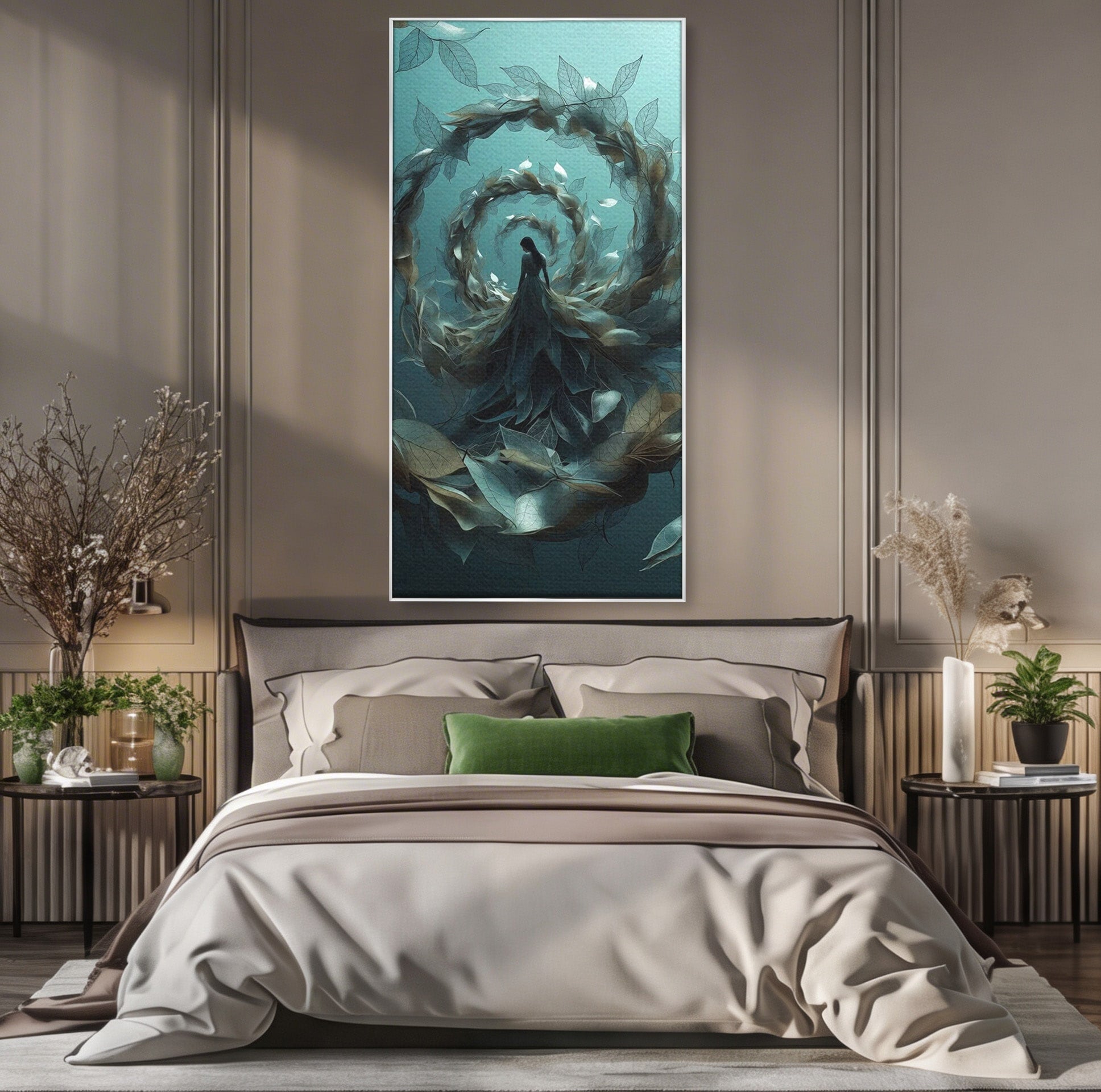 Tablou Canvas Premium LuxCanva® U1096, Femeie In Spirala Naturii,  Artistic, Femeie, Natură, Spirală, Dormitor, Culori Vibrante