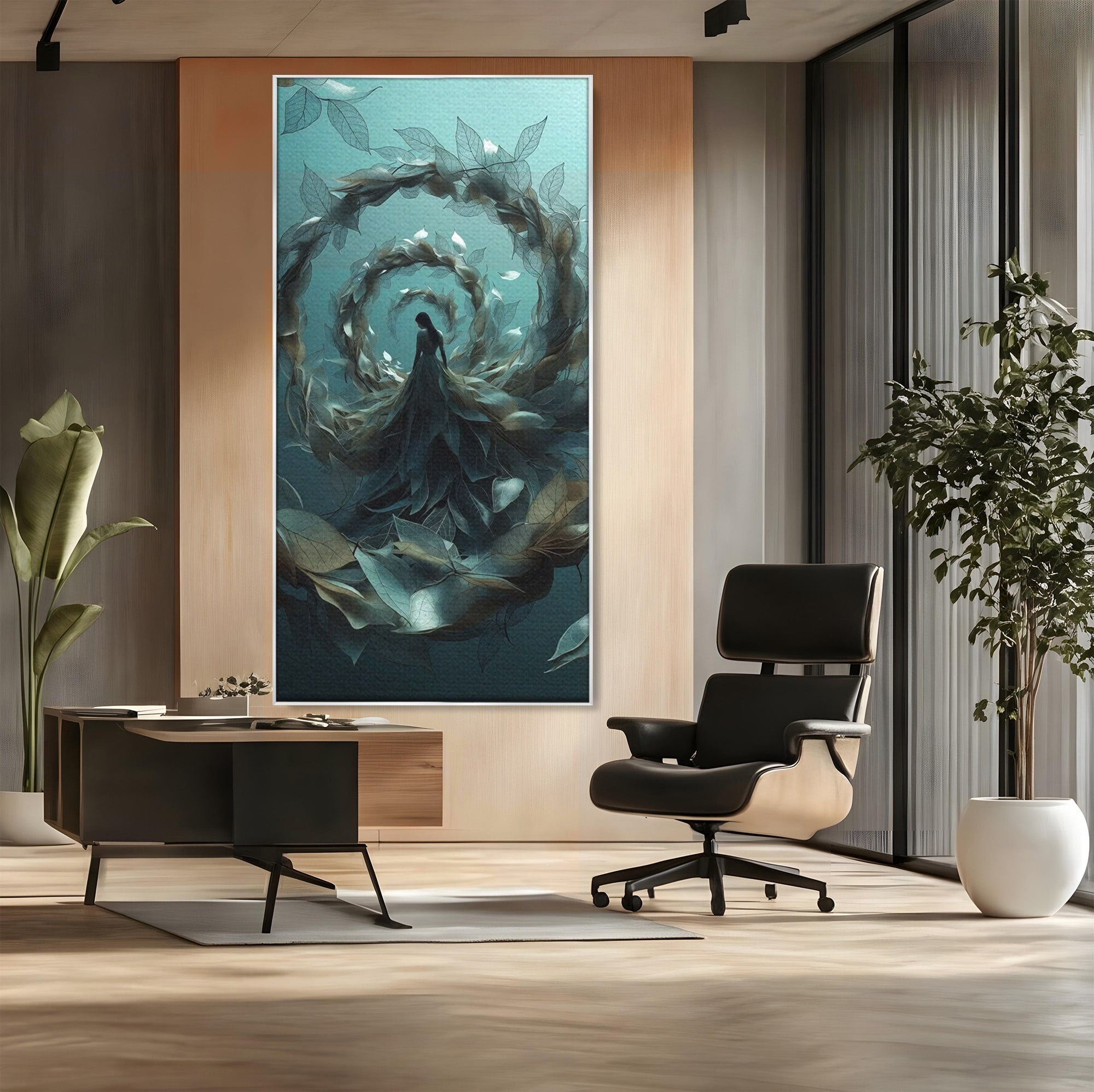 Tablou Canvas Premium LuxCanva® U1096, Femeie In Spirala Naturii,  Artistic, Femeie, Natură, Spirală, Dormitor, Culori Vibrante
