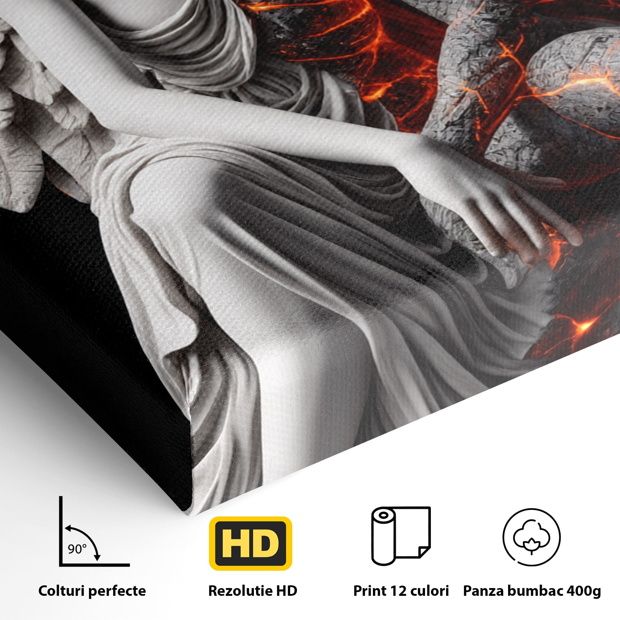 Tablou Canvas Premium LuxCanva® U1097, Ingerul De Foc, Arta, Inger, Foc, Dormitor, Living, Culori Vibrante