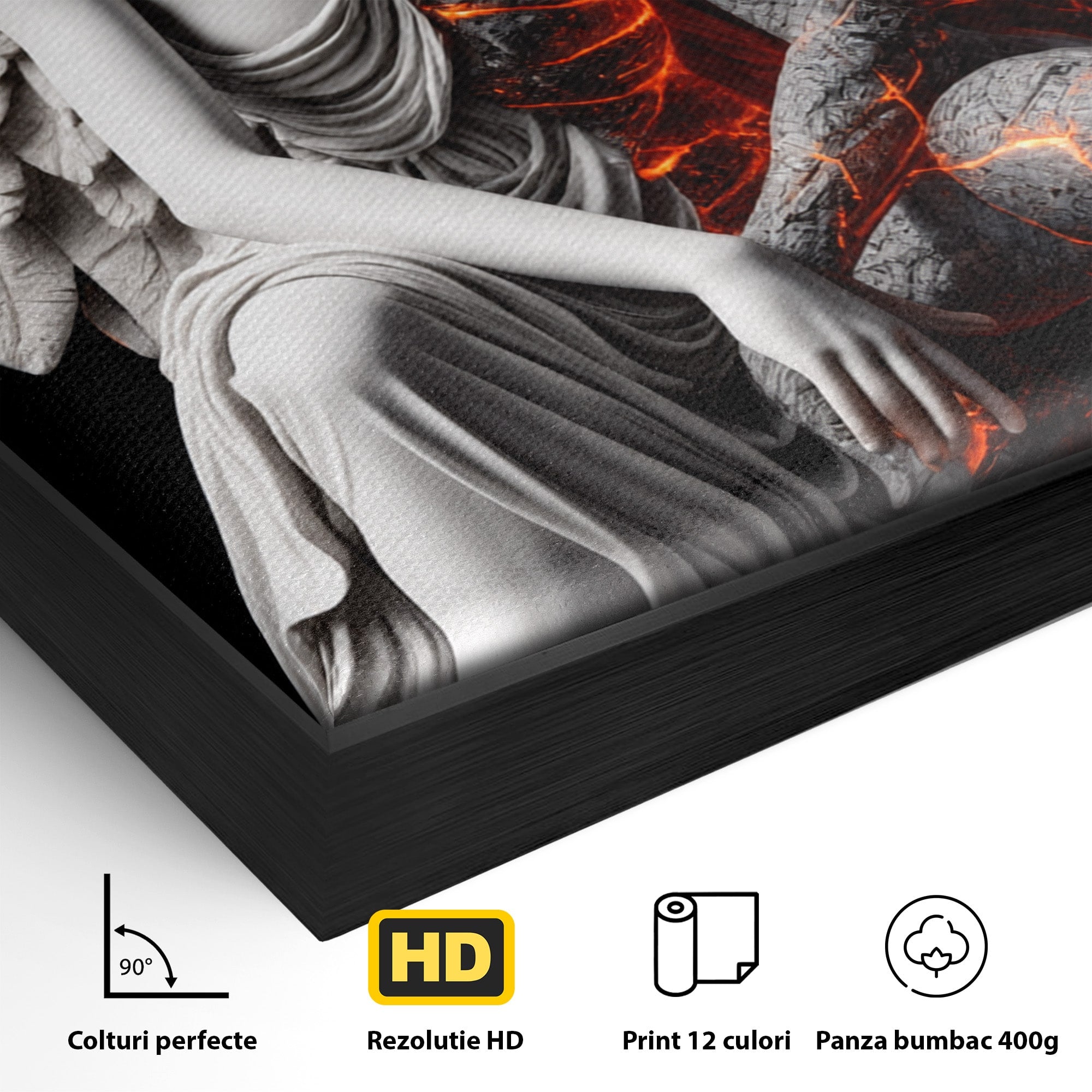 Tablou Canvas Premium LuxCanva® U1097, Ingerul De Foc, Arta, Inger, Foc, Dormitor, Living, Culori Vibrante