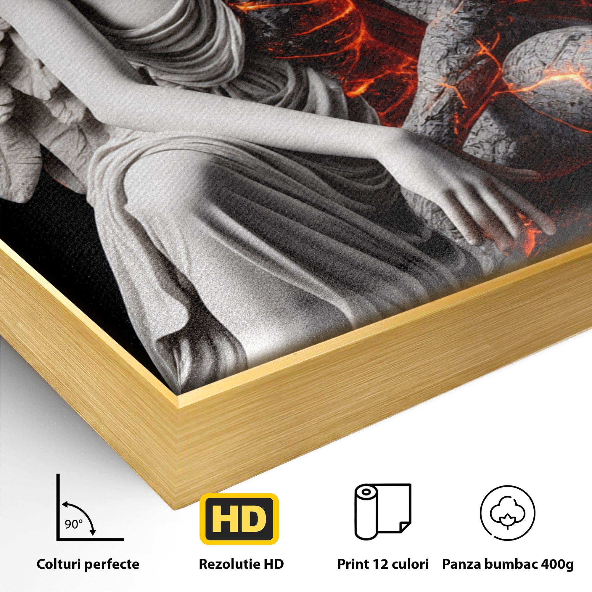 Tablou Canvas Premium LuxCanva® U1097, Ingerul De Foc, Arta, Inger, Foc, Dormitor, Living, Culori Vibrante
