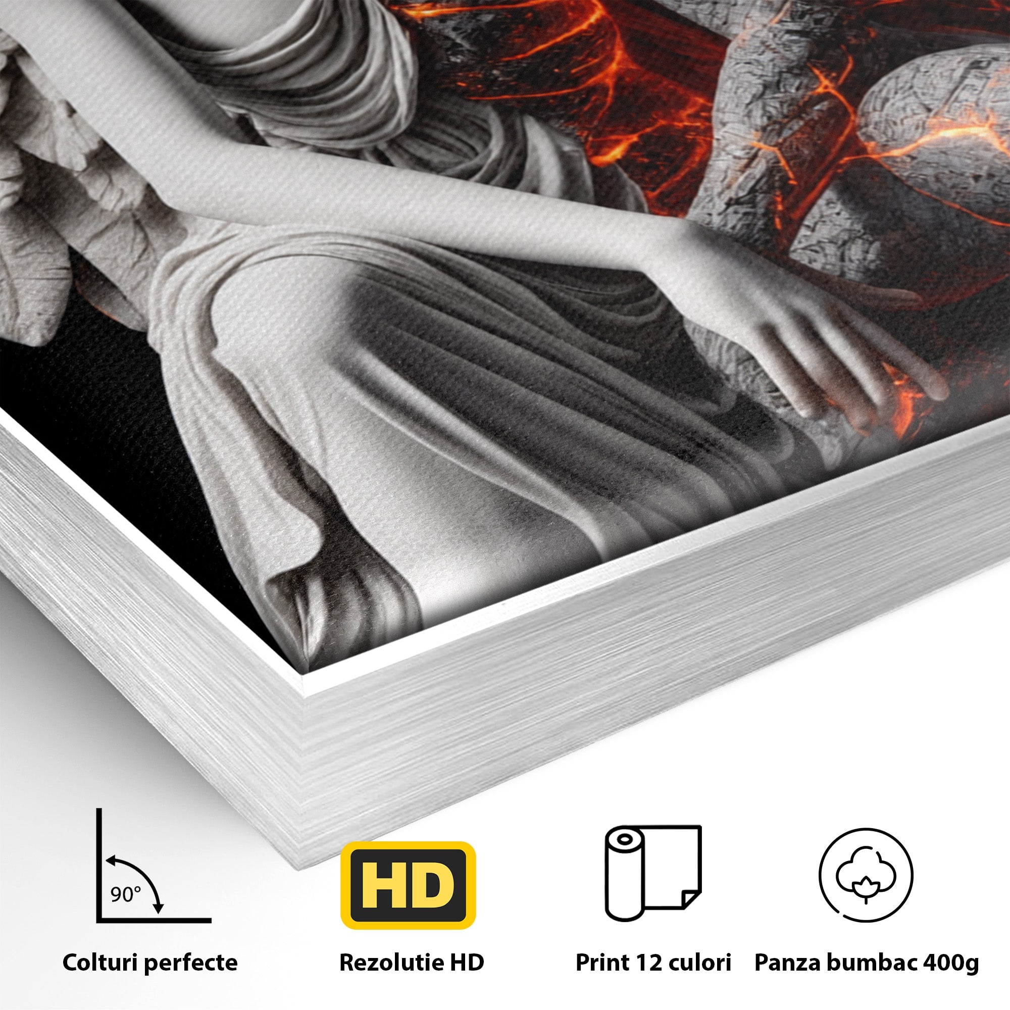 Tablou Canvas Premium LuxCanva® U1097, Ingerul De Foc, Arta, Inger, Foc, Dormitor, Living, Culori Vibrante