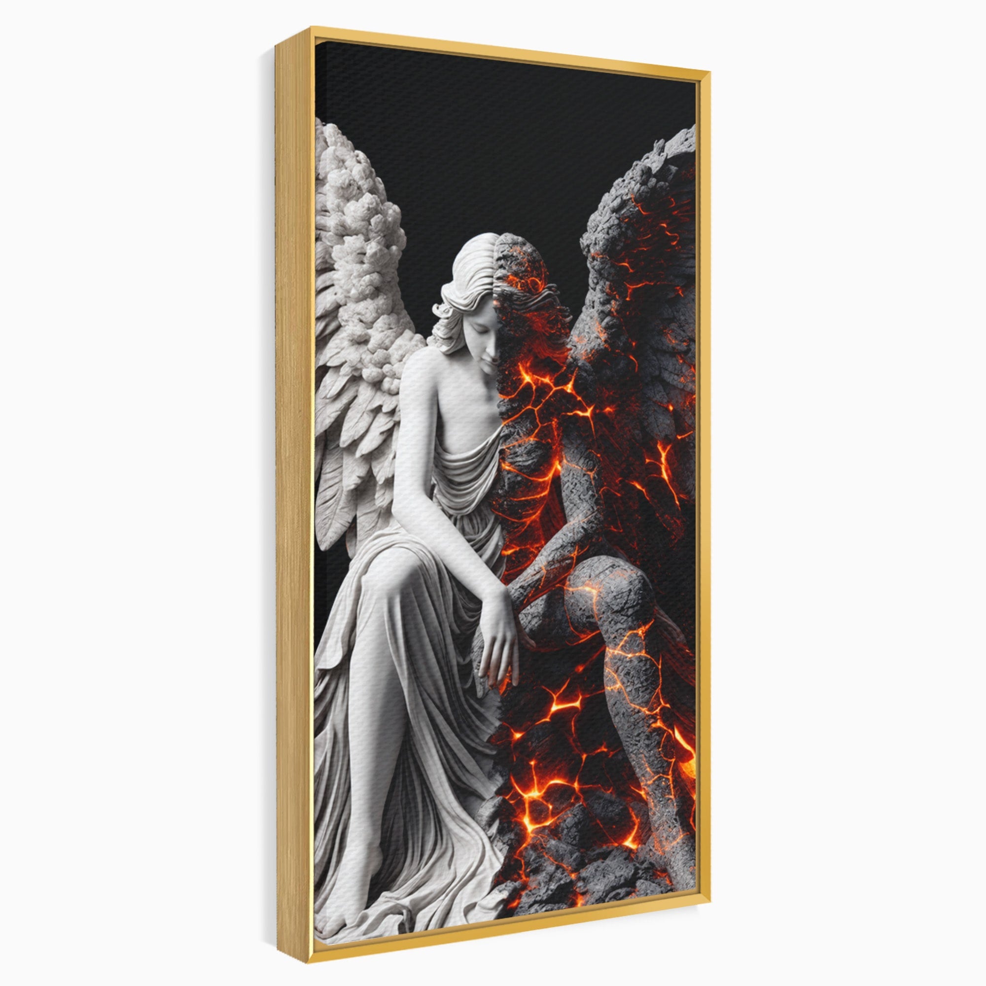 Tablou Canvas Premium LuxCanva® U1097, Ingerul De Foc, Arta, Inger, Foc, Dormitor, Living, Culori Vibrante
