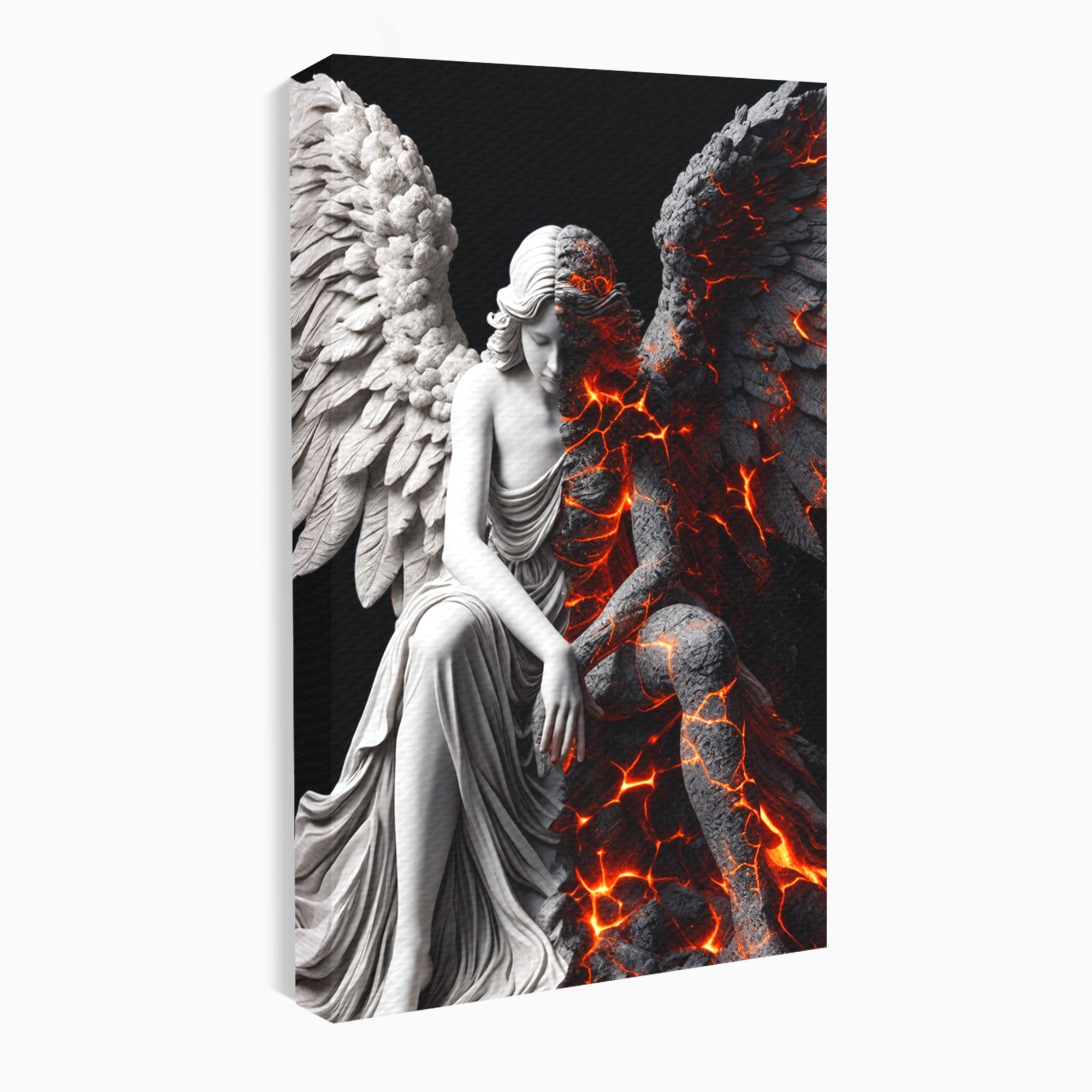 Tablou Canvas Premium LuxCanva® U1097, Ingerul De Foc, Arta, Inger, Foc, Dormitor, Living, Culori Vibrante