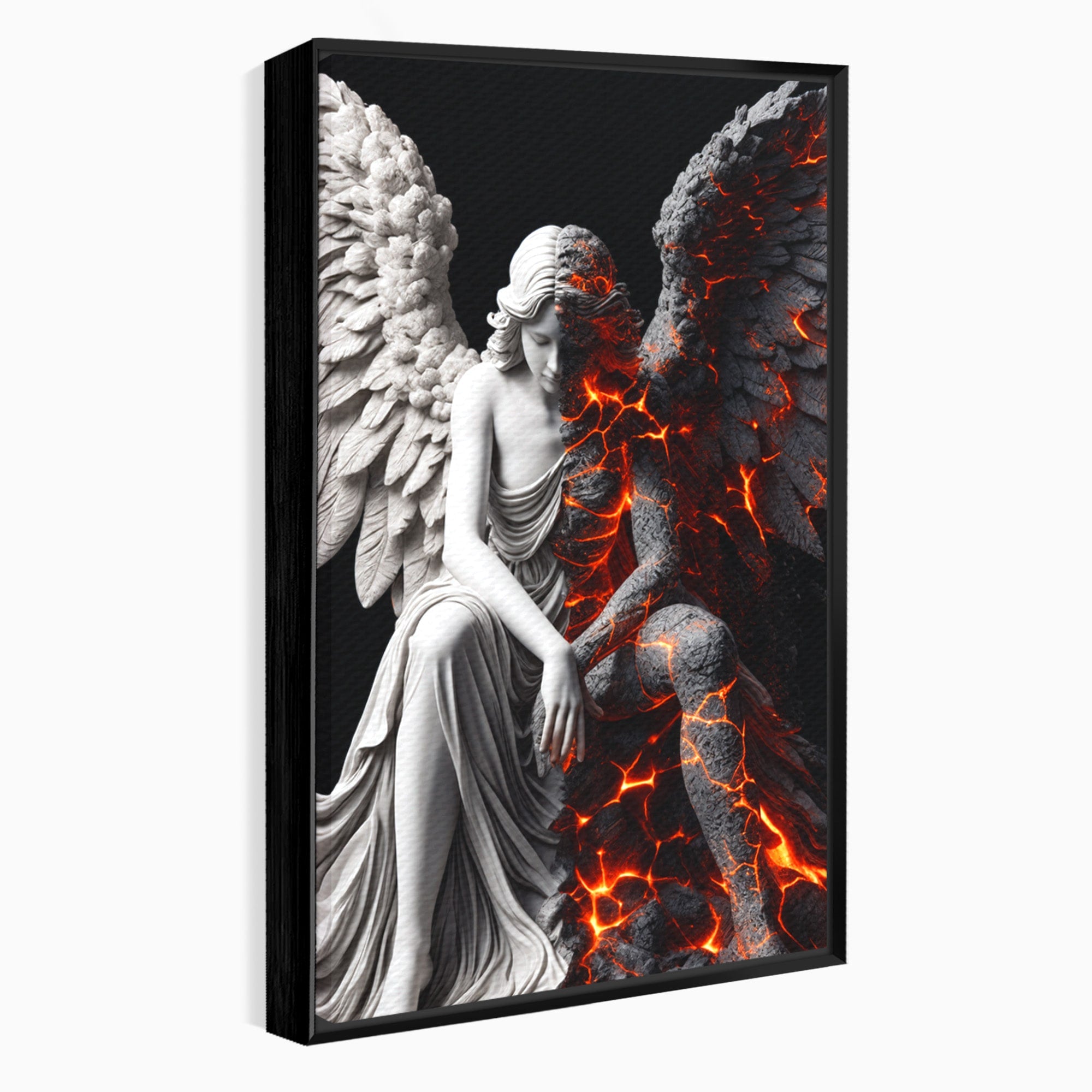Tablou Canvas Premium LuxCanva® U1097, Ingerul De Foc, Arta, Inger, Foc, Dormitor, Living, Culori Vibrante