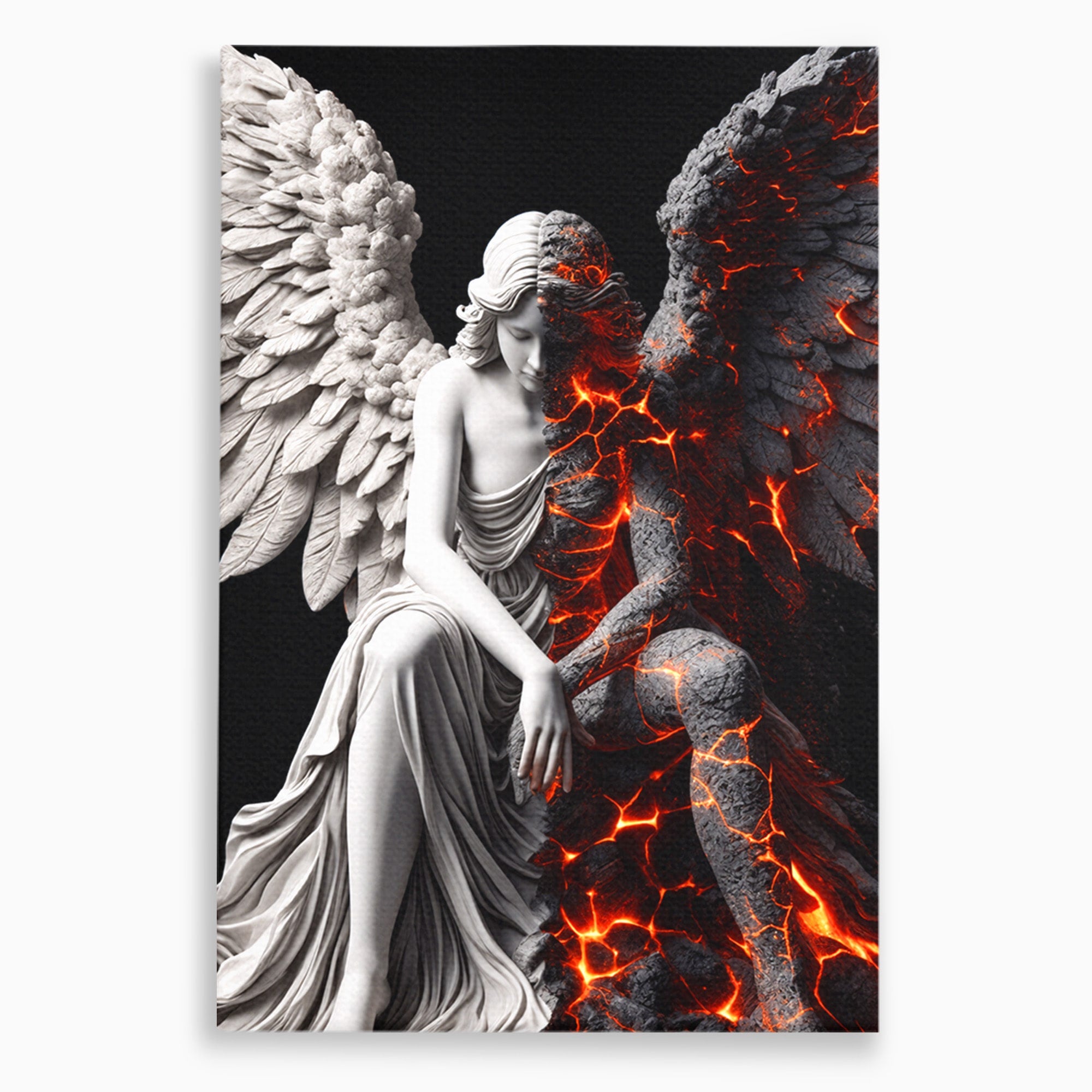 Tablou Canvas Premium LuxCanva® U1097, Ingerul De Foc, Arta, Inger, Foc, Dormitor, Living, Culori Vibrante