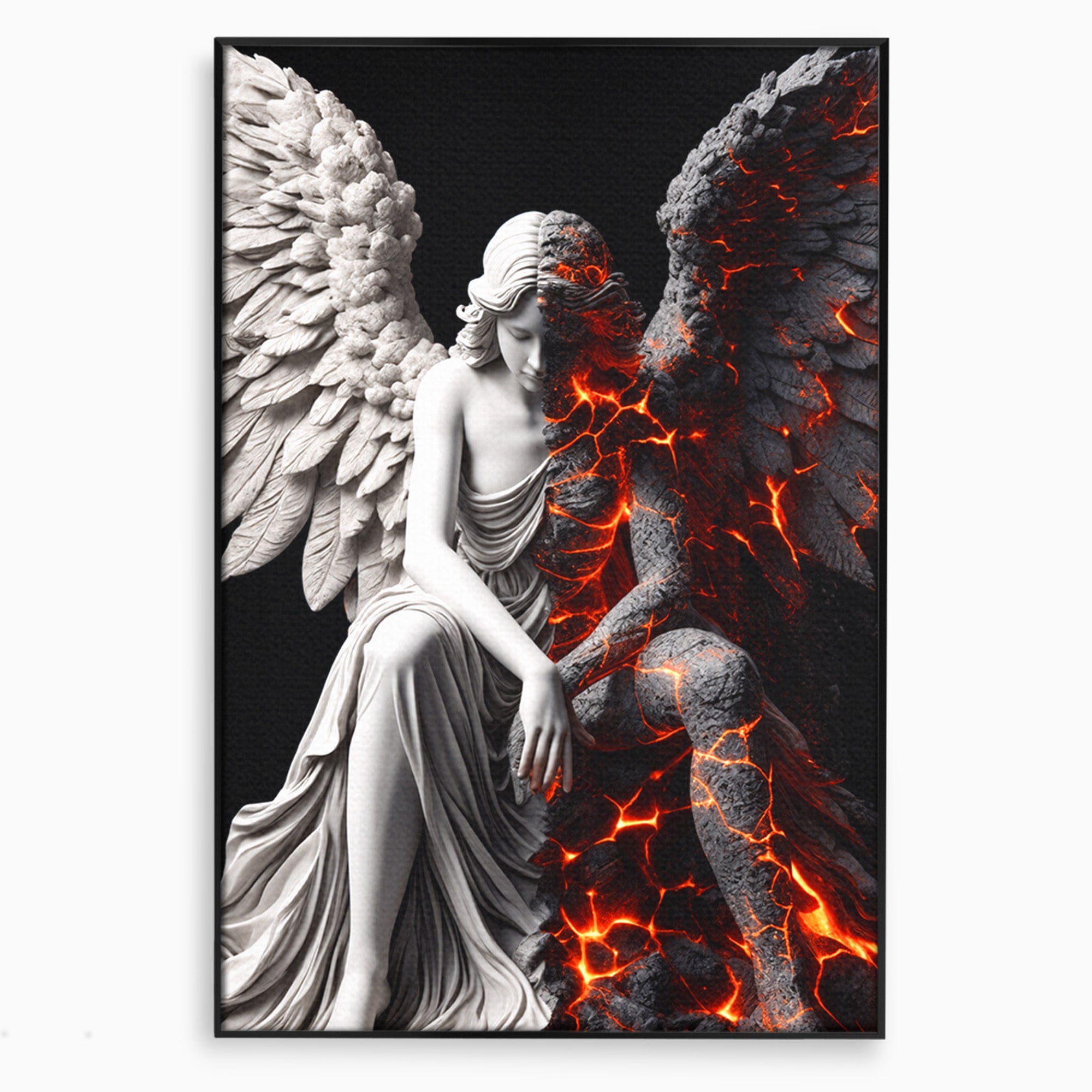 Tablou Canvas Premium LuxCanva® U1097, Ingerul De Foc, Arta, Inger, Foc, Dormitor, Living, Culori Vibrante