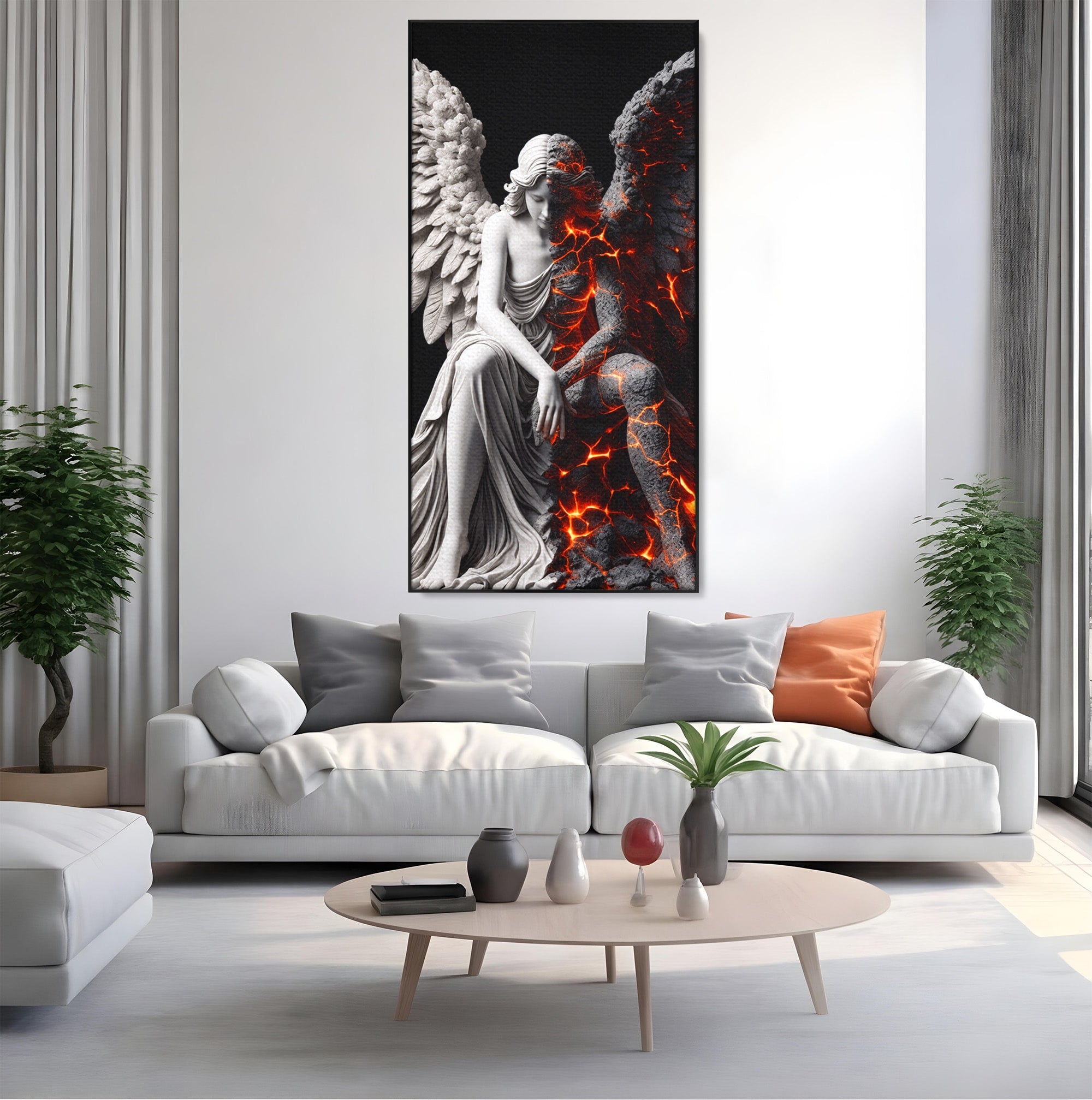 Tablou Canvas Premium LuxCanva® U1097, Ingerul De Foc, Arta, Inger, Foc, Dormitor, Living, Culori Vibrante