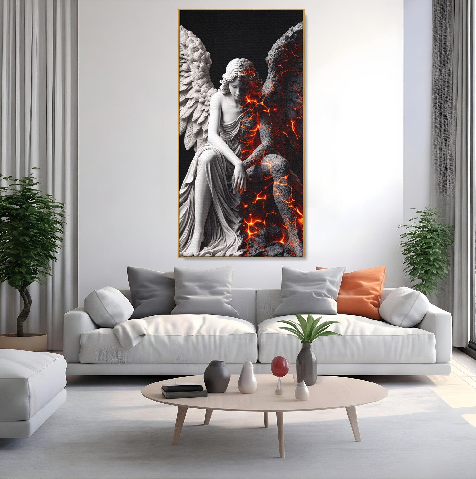 Tablou Canvas Premium LuxCanva® U1097, Ingerul De Foc, Arta, Inger, Foc, Dormitor, Living, Culori Vibrante