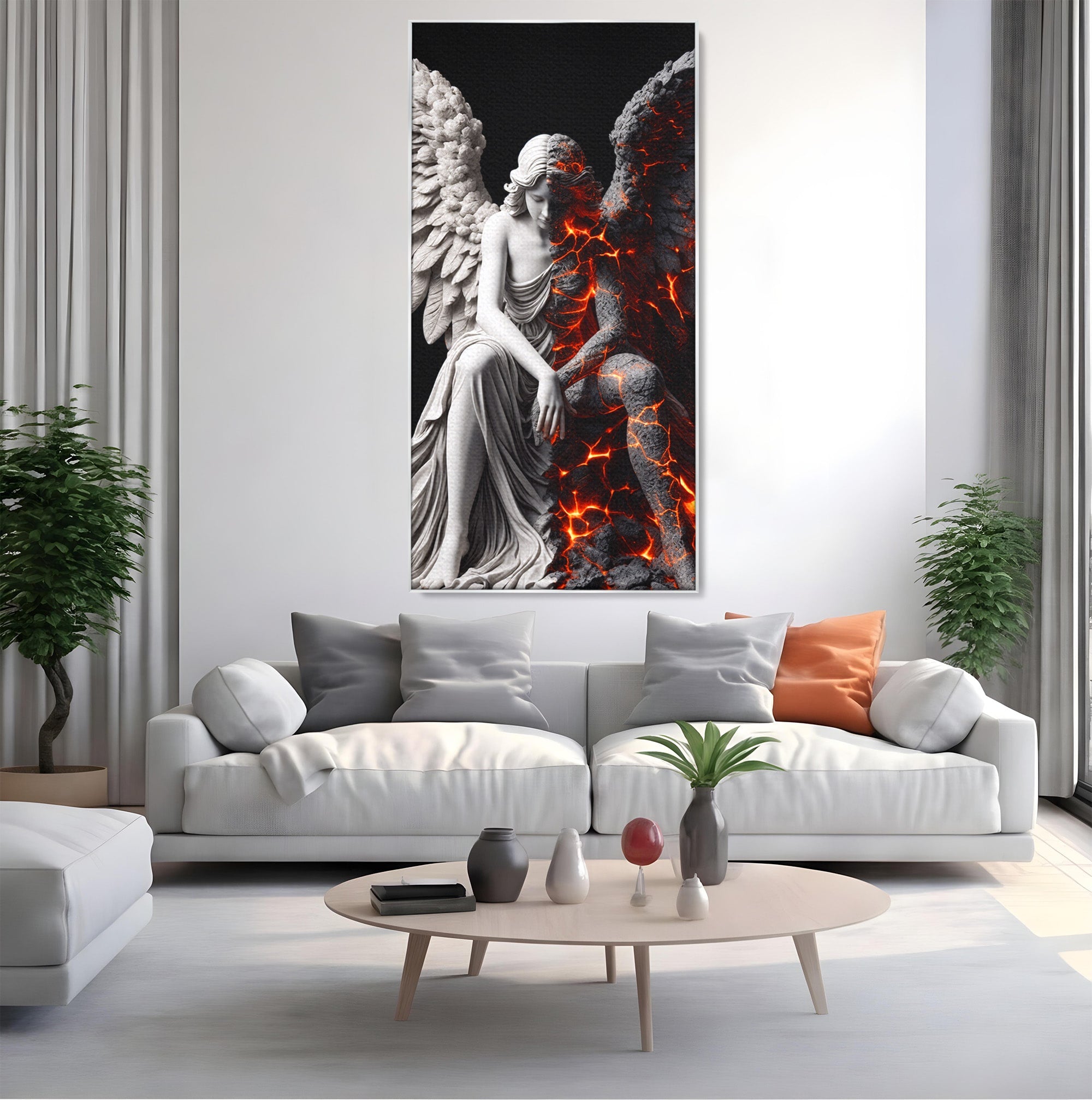 Tablou Canvas Premium LuxCanva® U1097, Ingerul De Foc, Arta, Inger, Foc, Dormitor, Living, Culori Vibrante