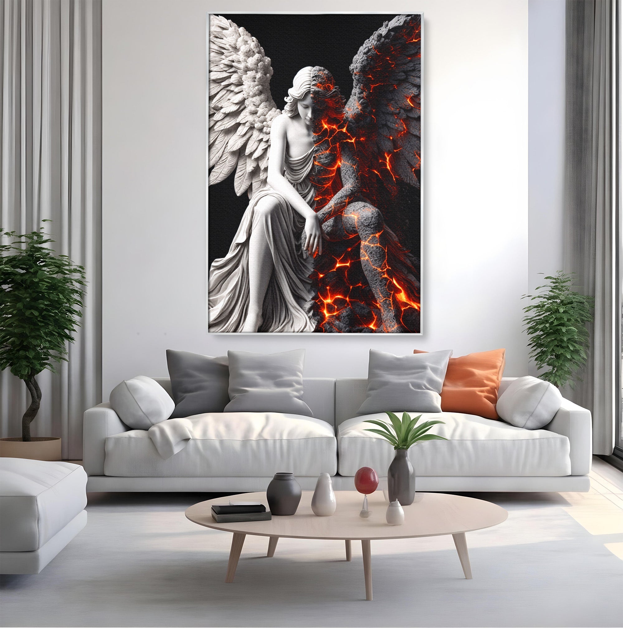 Tablou Canvas Premium LuxCanva® U1097, Ingerul De Foc, Arta, Inger, Foc, Dormitor, Living, Culori Vibrante