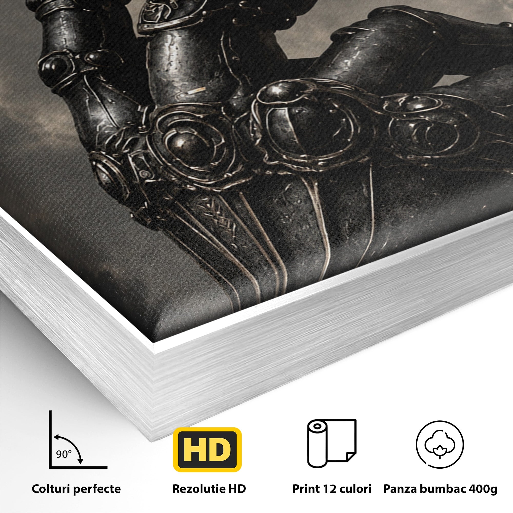 Tablou Canvas Premium LuxCanva® U1098, Mana De Fier Si Floarea, Cavaler, Natura, Mana, Floare, Dormitor, Living, Culori Vibrante