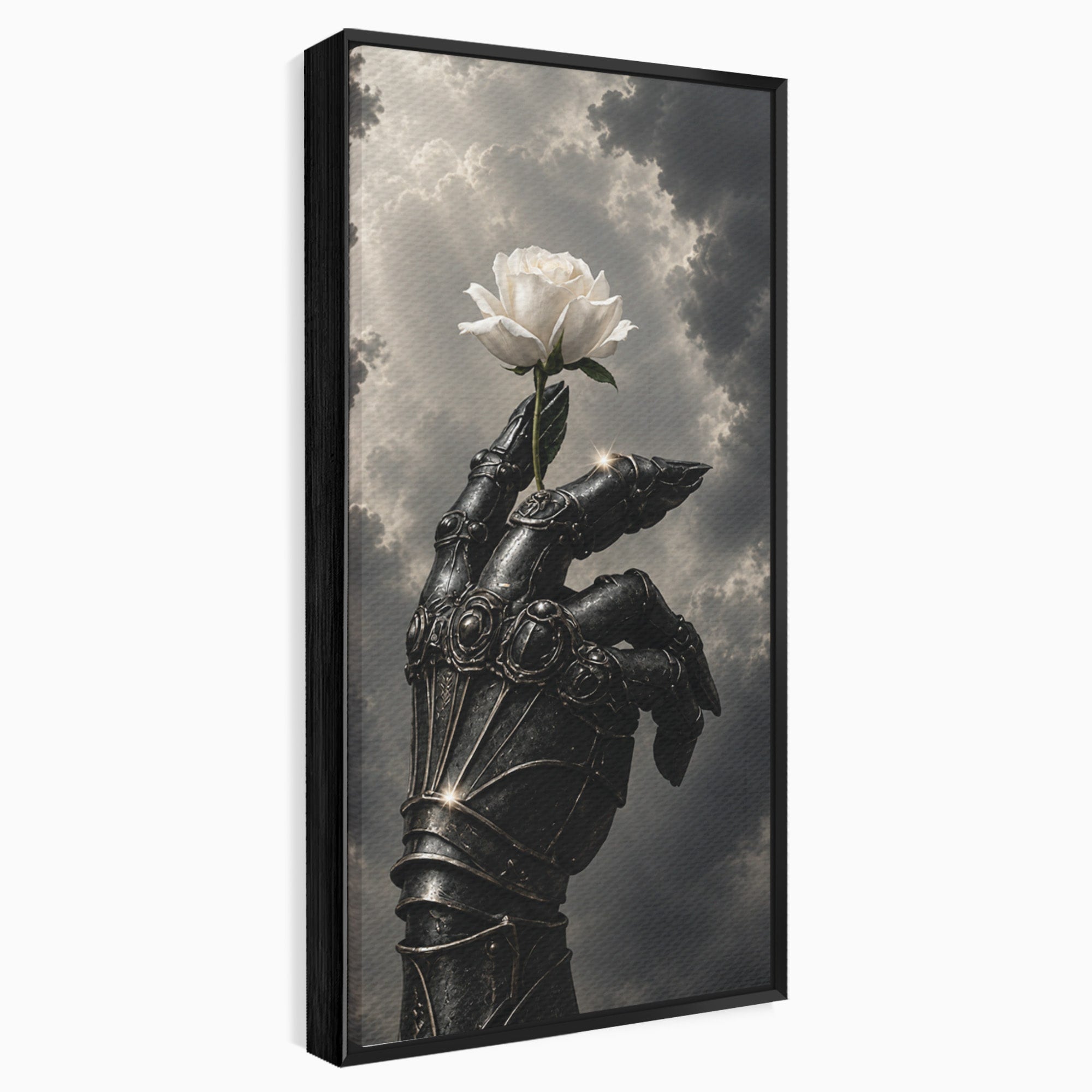 Tablou Canvas Premium LuxCanva® U1098, Mana De Fier Si Floarea, Cavaler, Natura, Mana, Floare, Dormitor, Living, Culori Vibrante