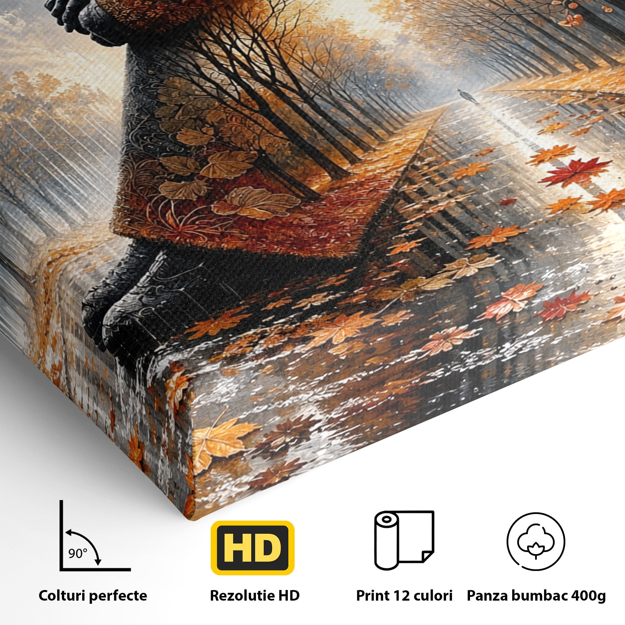 Tablou Canvas Premium LuxCanva® U1099, Toamna Melancolica, Frunze, Reflexie, Peisaj, Toamna, Living, Culori Vibrante