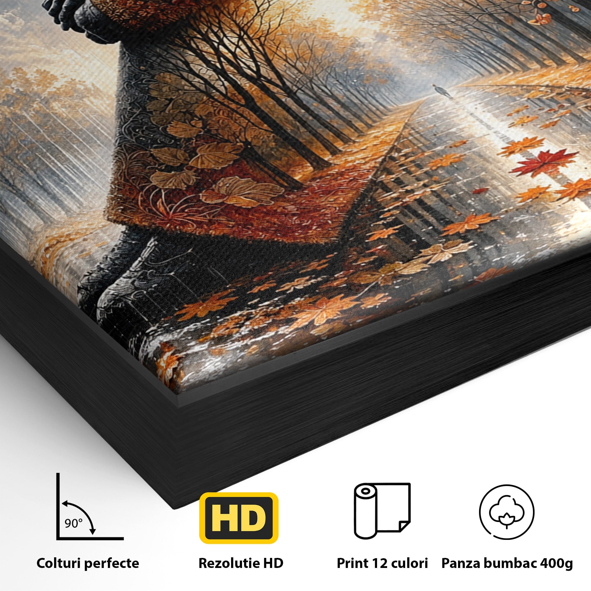 Tablou Canvas Premium LuxCanva® U1099, Toamna Melancolica, Frunze, Reflexie, Peisaj, Toamna, Living, Culori Vibrante