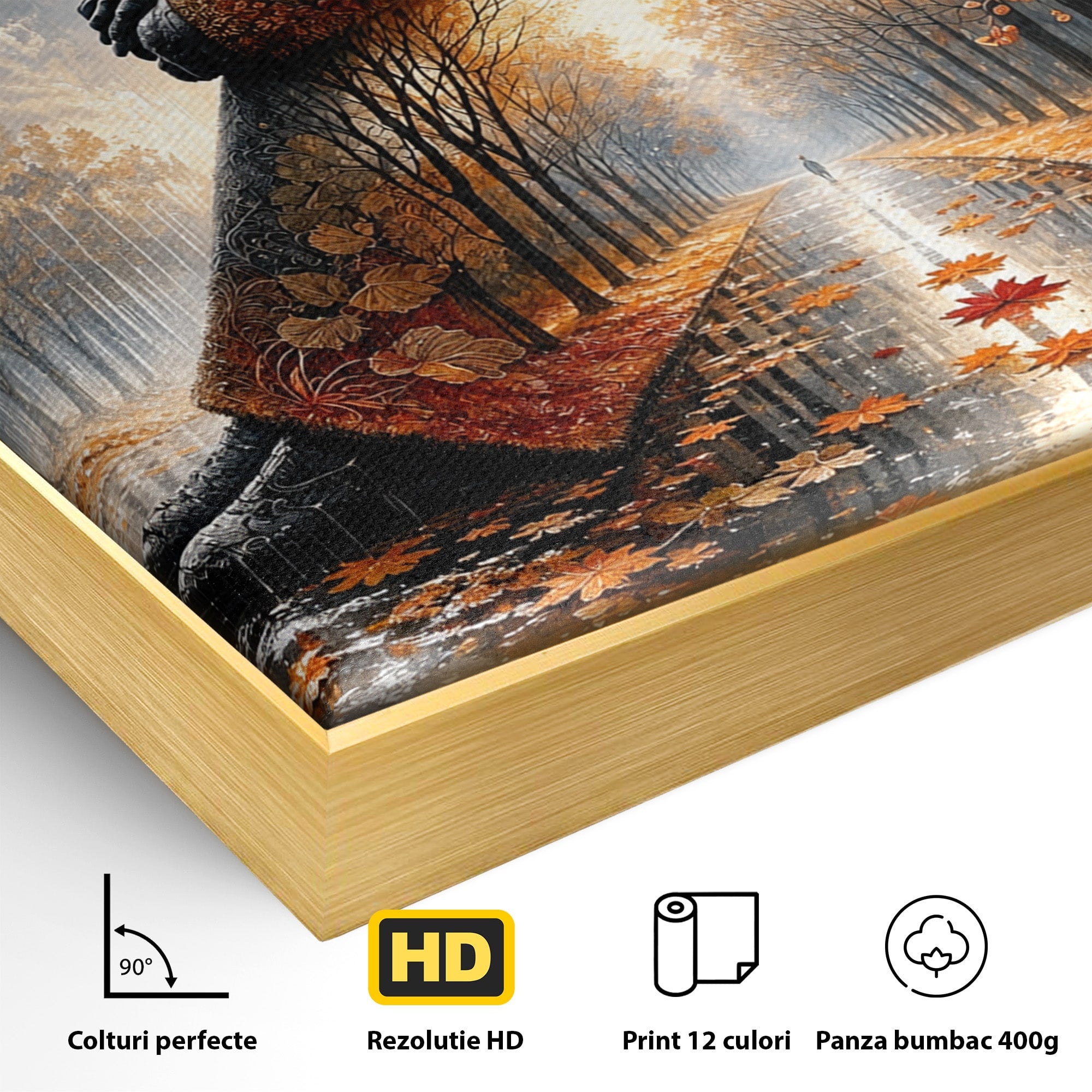 Tablou Canvas Premium LuxCanva® U1099, Toamna Melancolica, Frunze, Reflexie, Peisaj, Toamna, Living, Culori Vibrante
